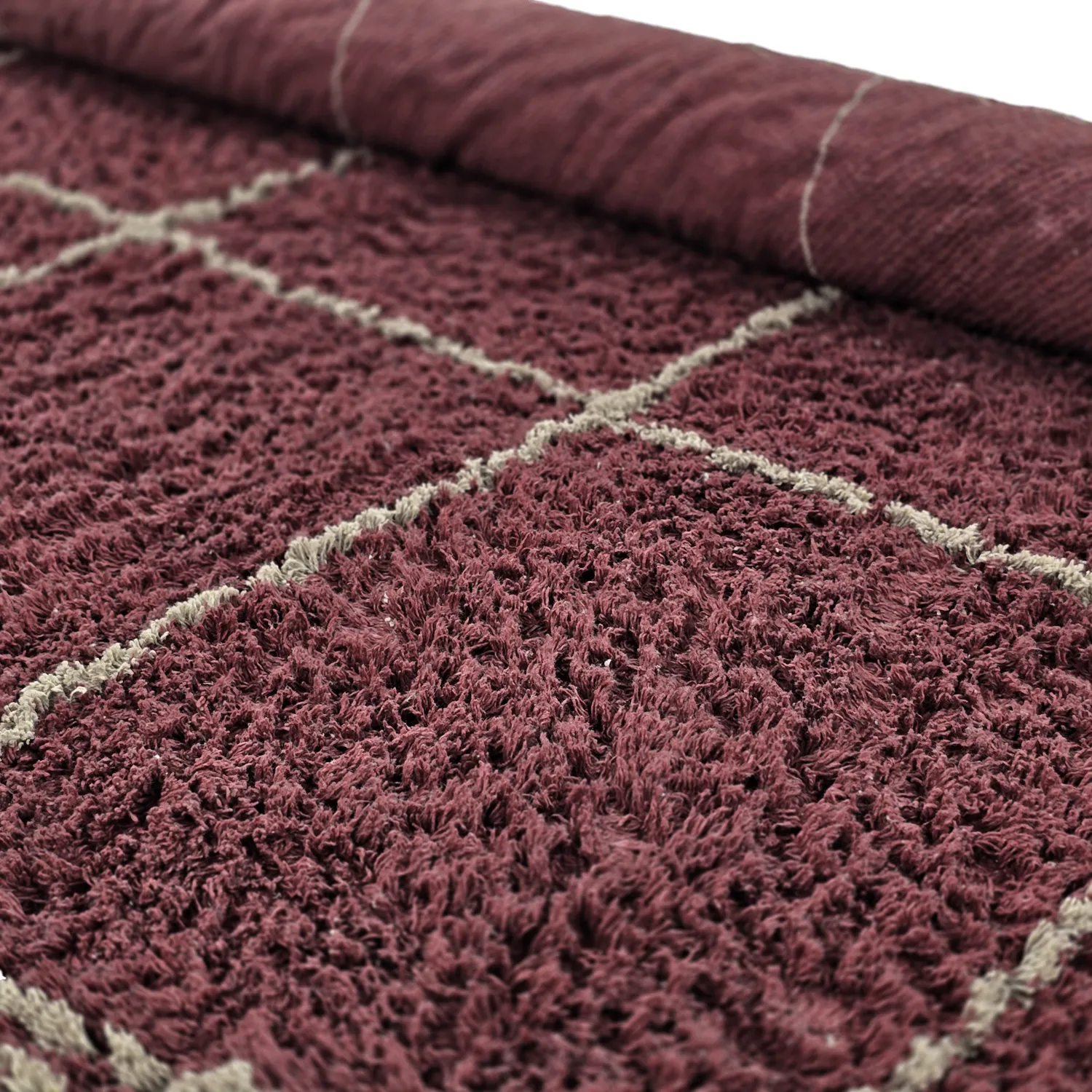 Okrągły dywan - Lana Natural Cotton Shaggy (taupe/czerwony)