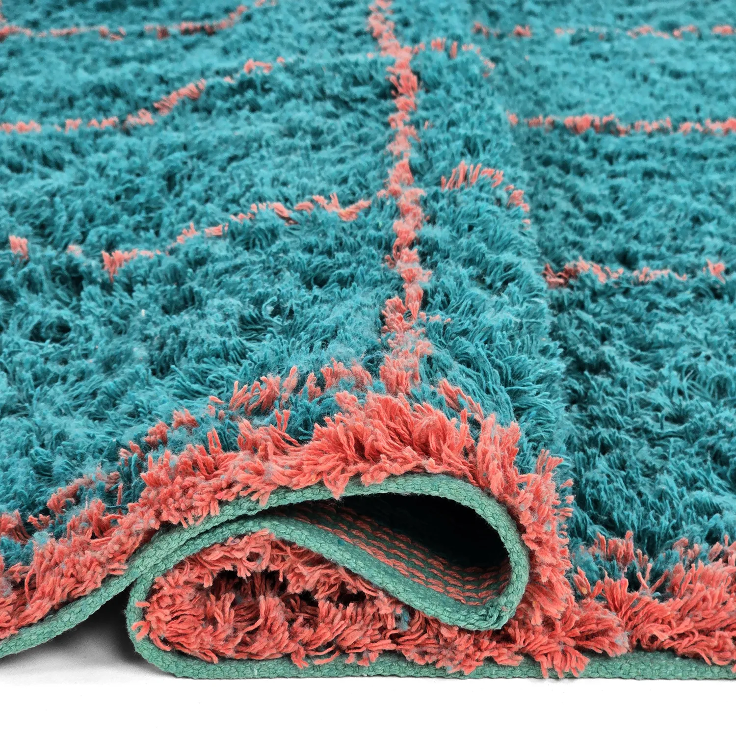 Dywany shaggy - Lana Natural Cotton Shaggy (turkusowy/różowy)