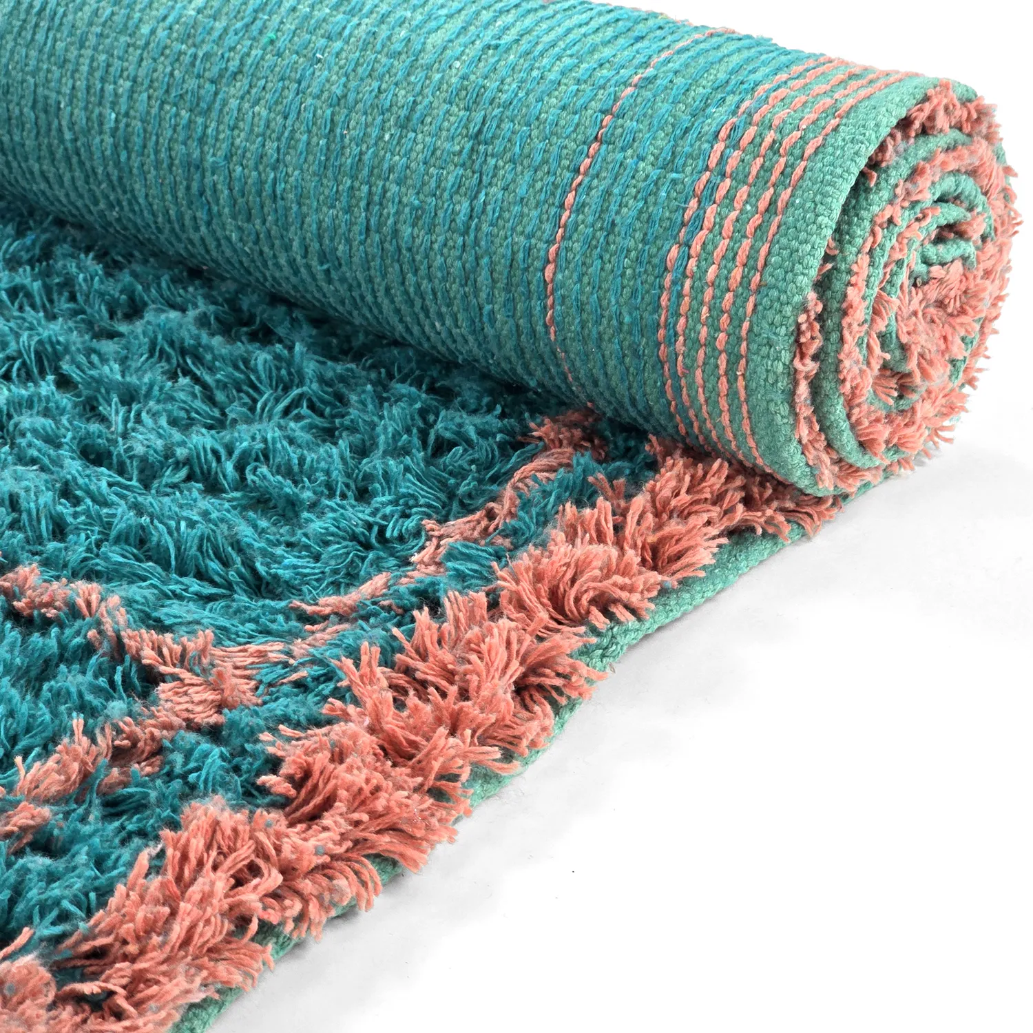 Dywany shaggy - Lana Natural Cotton Shaggy (turkusowy/różowy)