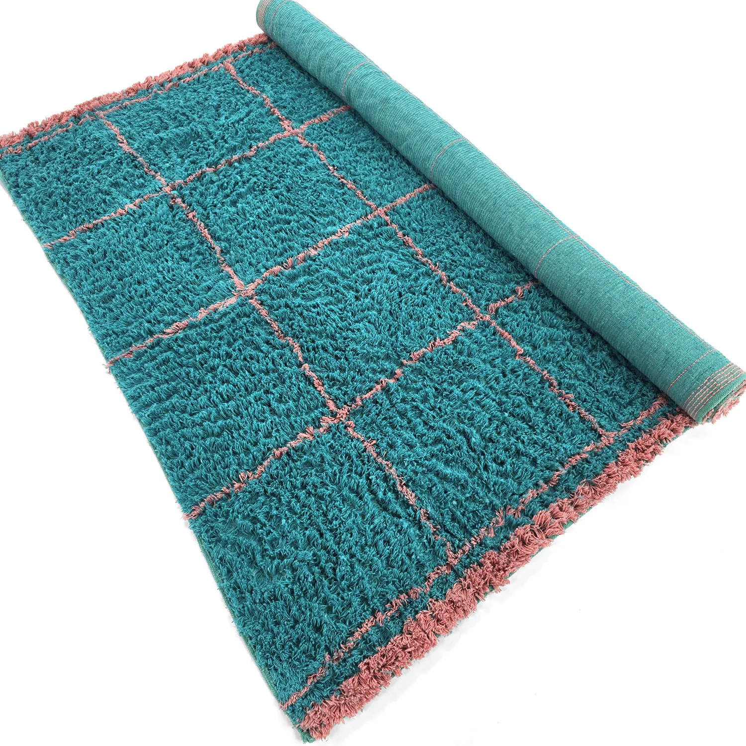 Dywany shaggy - Lana Natural Cotton Shaggy (turkusowy/różowy)