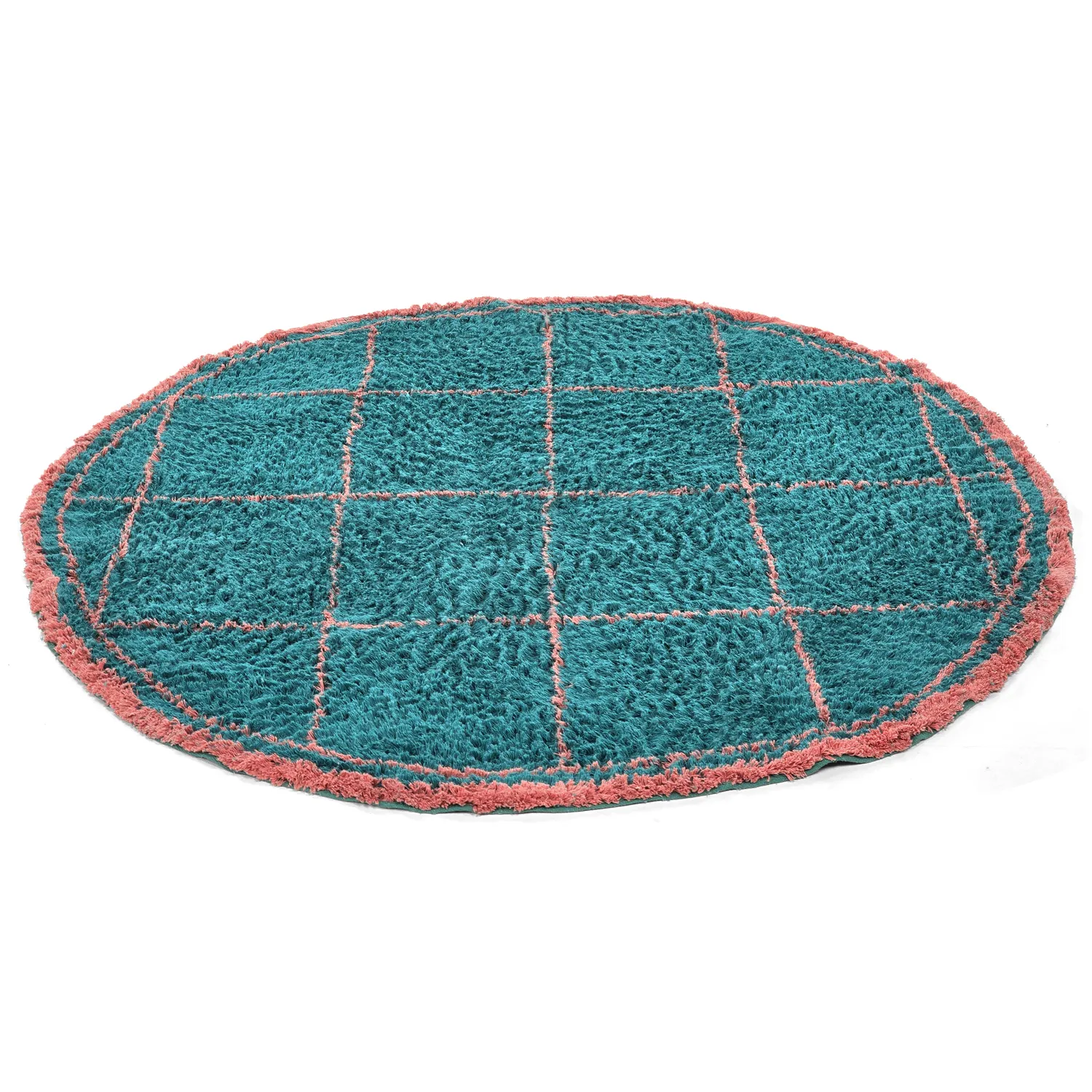 Okrągły dywan - Lana Natural Cotton Shaggy (turkusowy/różowy)
