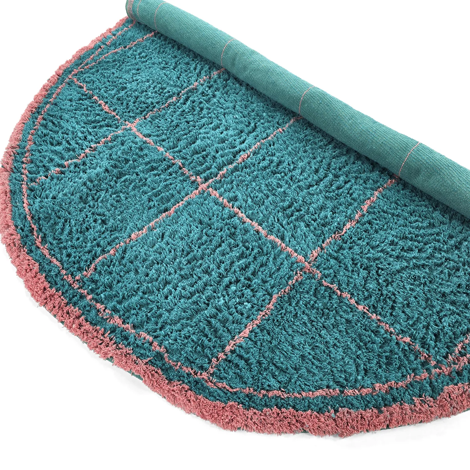 Okrągły dywan - Lana Natural Cotton Shaggy (turkusowy/różowy)
