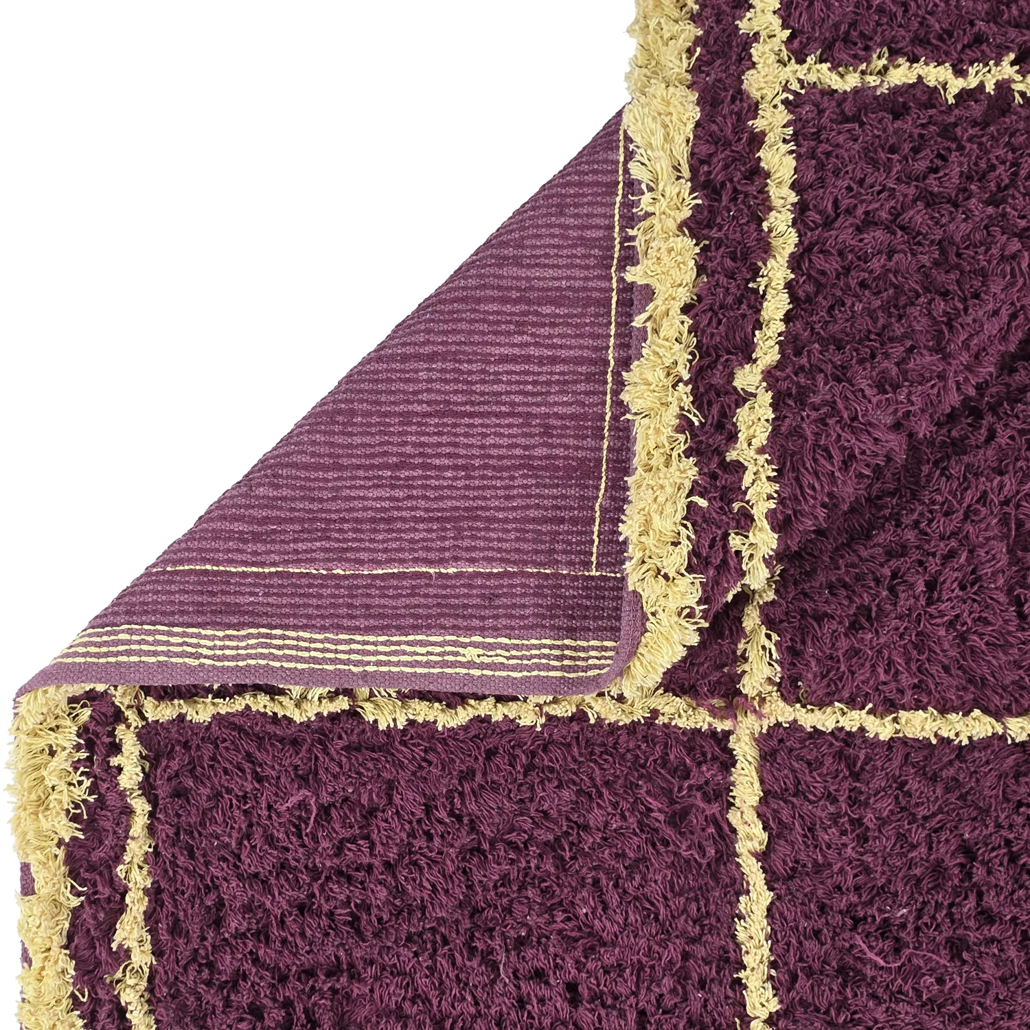 Dywany shaggy - Lana Natural Cotton Shaggy (bordowy/żółty)