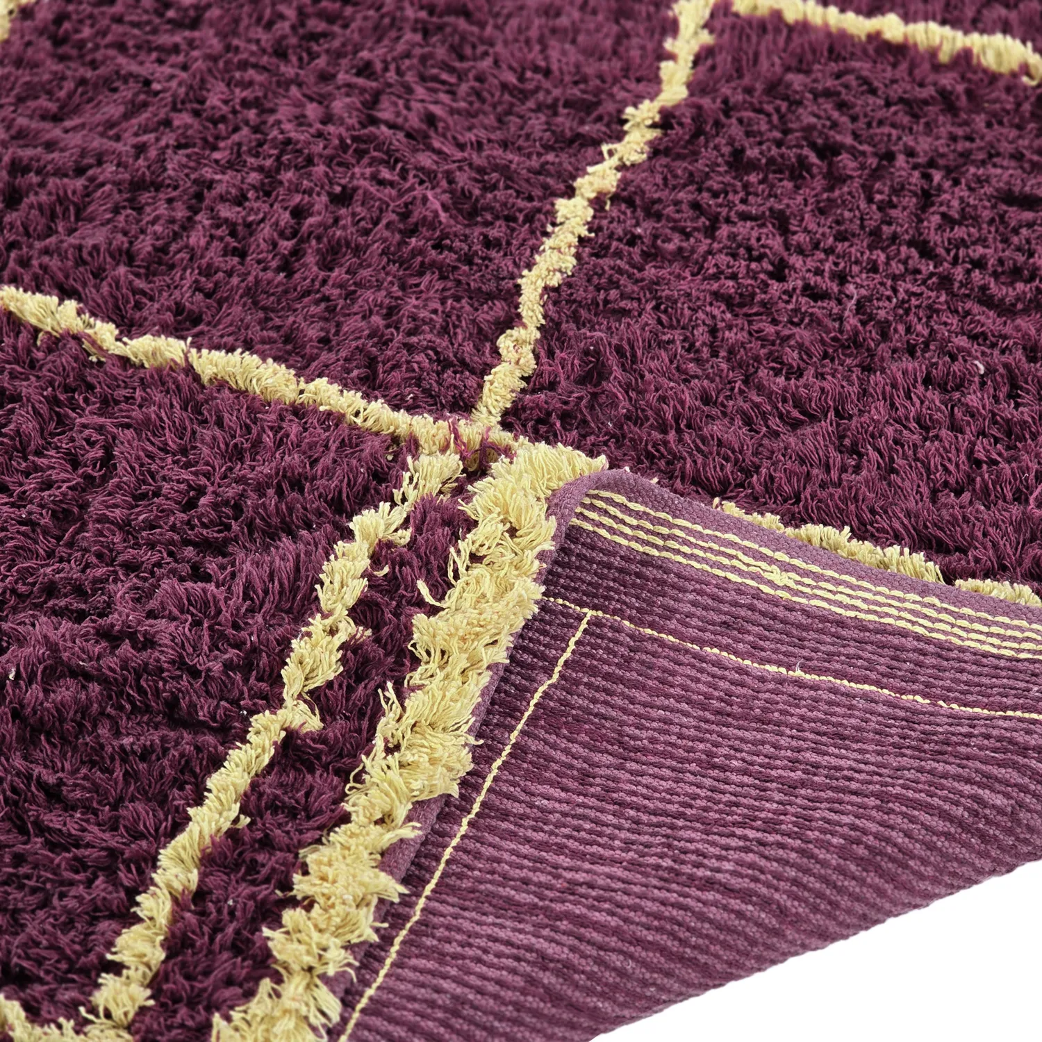 Dywany shaggy - Lana Natural Cotton Shaggy (bordowy/żółty)