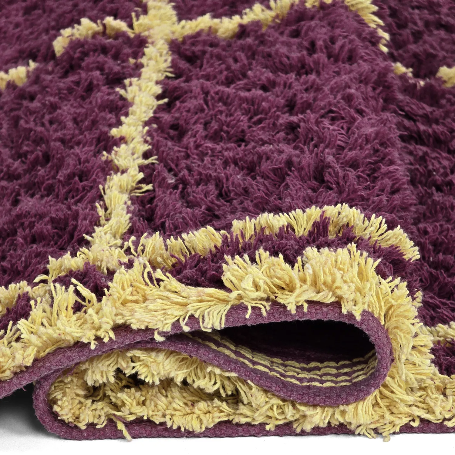 Dywany shaggy - Lana Natural Cotton Shaggy (bordowy/żółty)