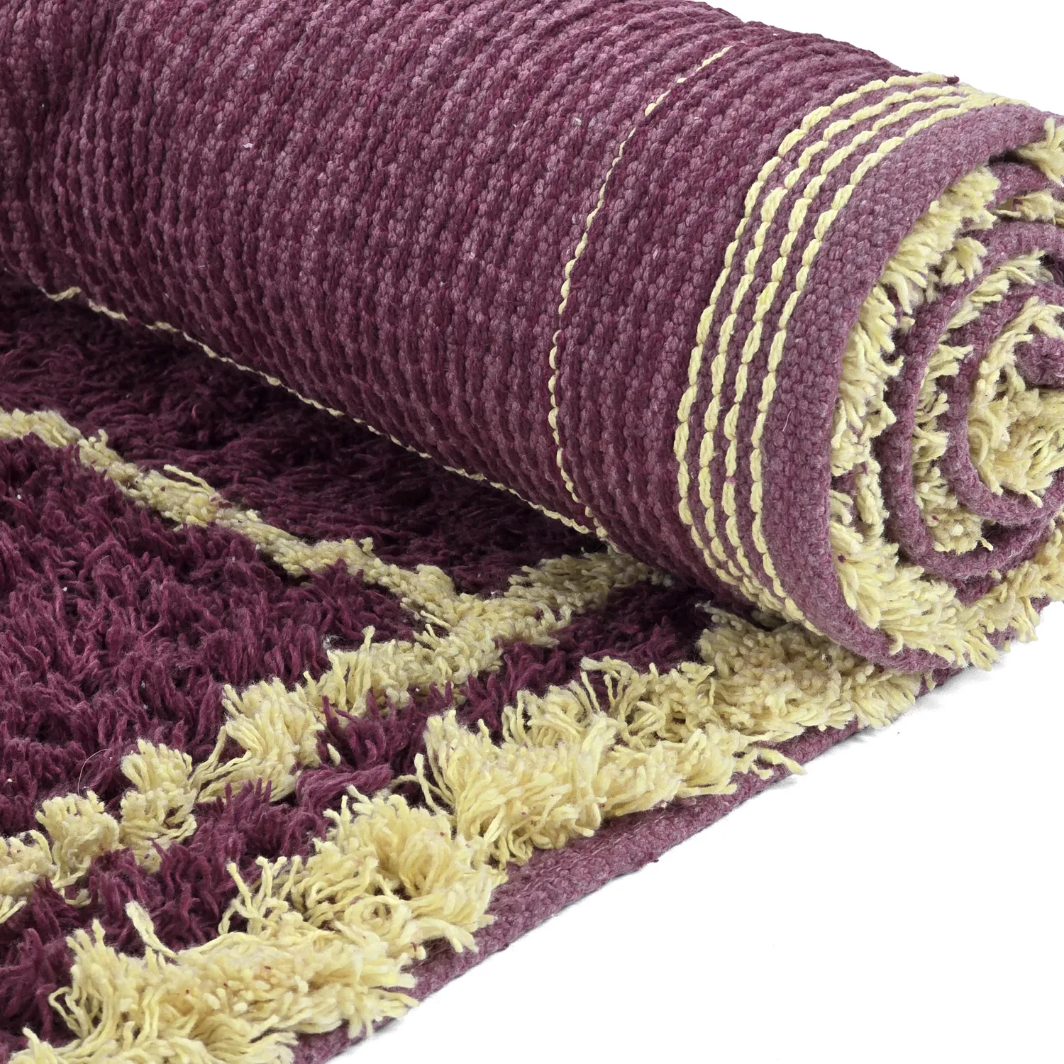 Dywany shaggy - Lana Natural Cotton Shaggy (bordowy/żółty)