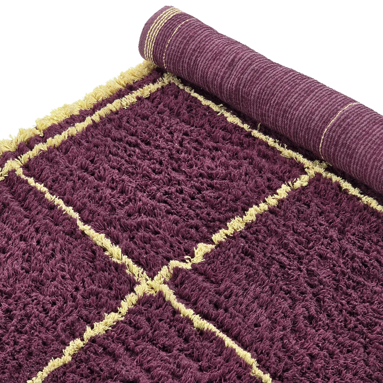 Dywany shaggy - Lana Natural Cotton Shaggy (bordowy/żółty)