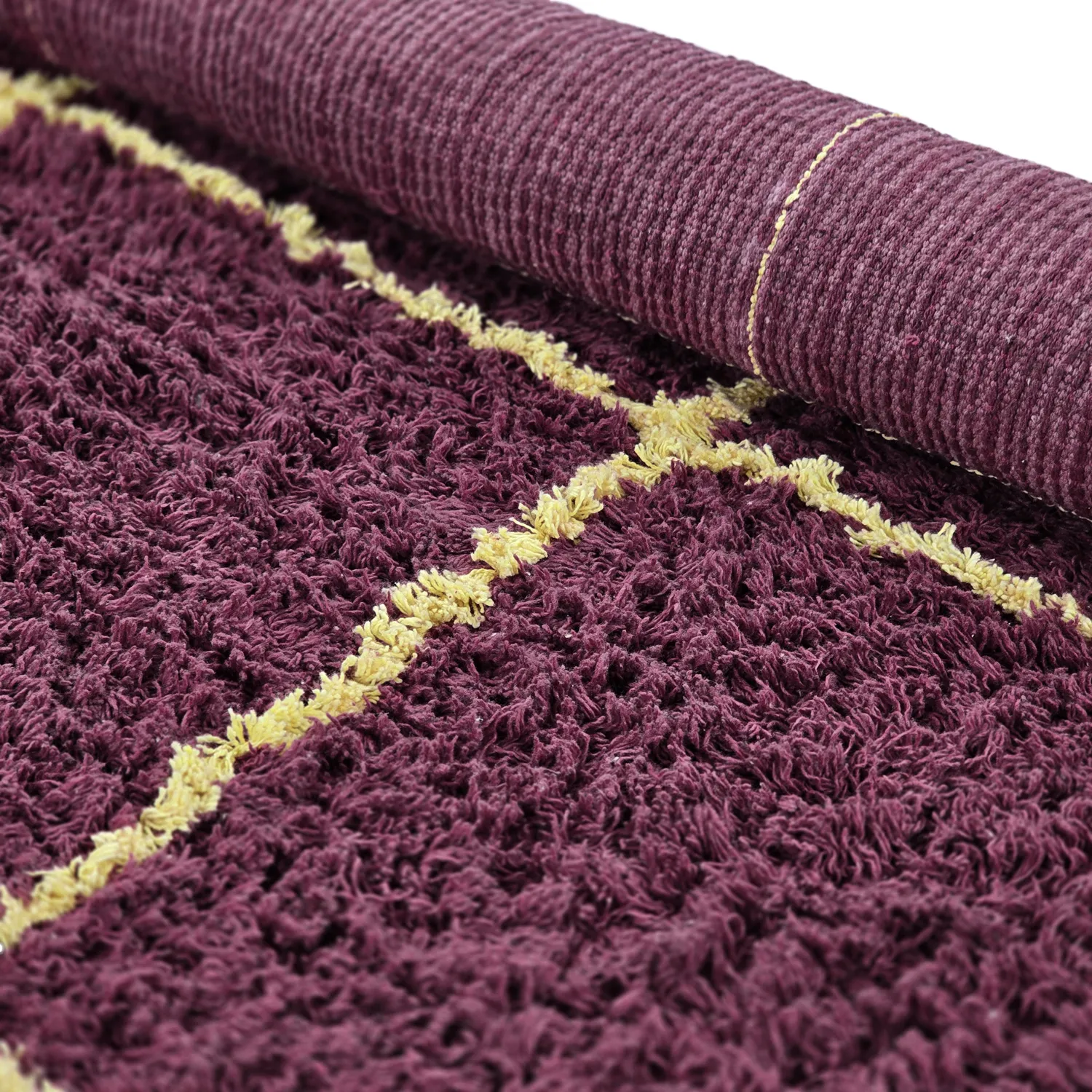 Dywany shaggy - Lana Natural Cotton Shaggy (bordowy/żółty)