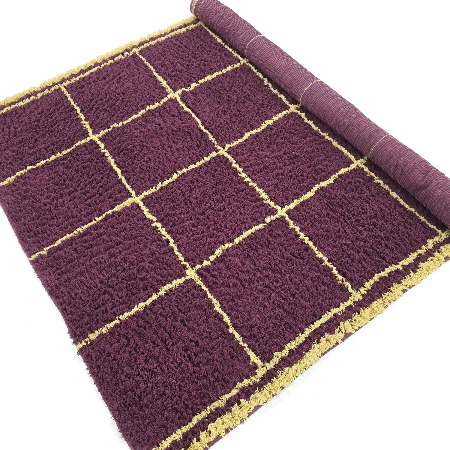 Dywany shaggy - Lana Natural Cotton Shaggy (bordowy/żółty)