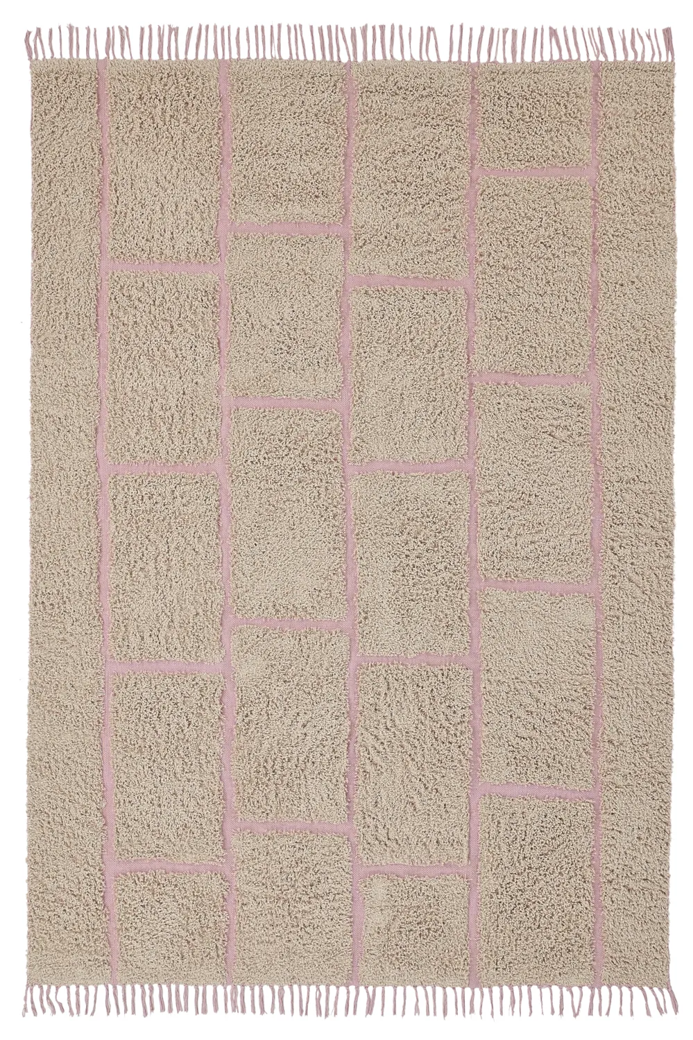 Dywany shaggy - Lindley Natural Cotton Shaggy (beżowy/różowy)