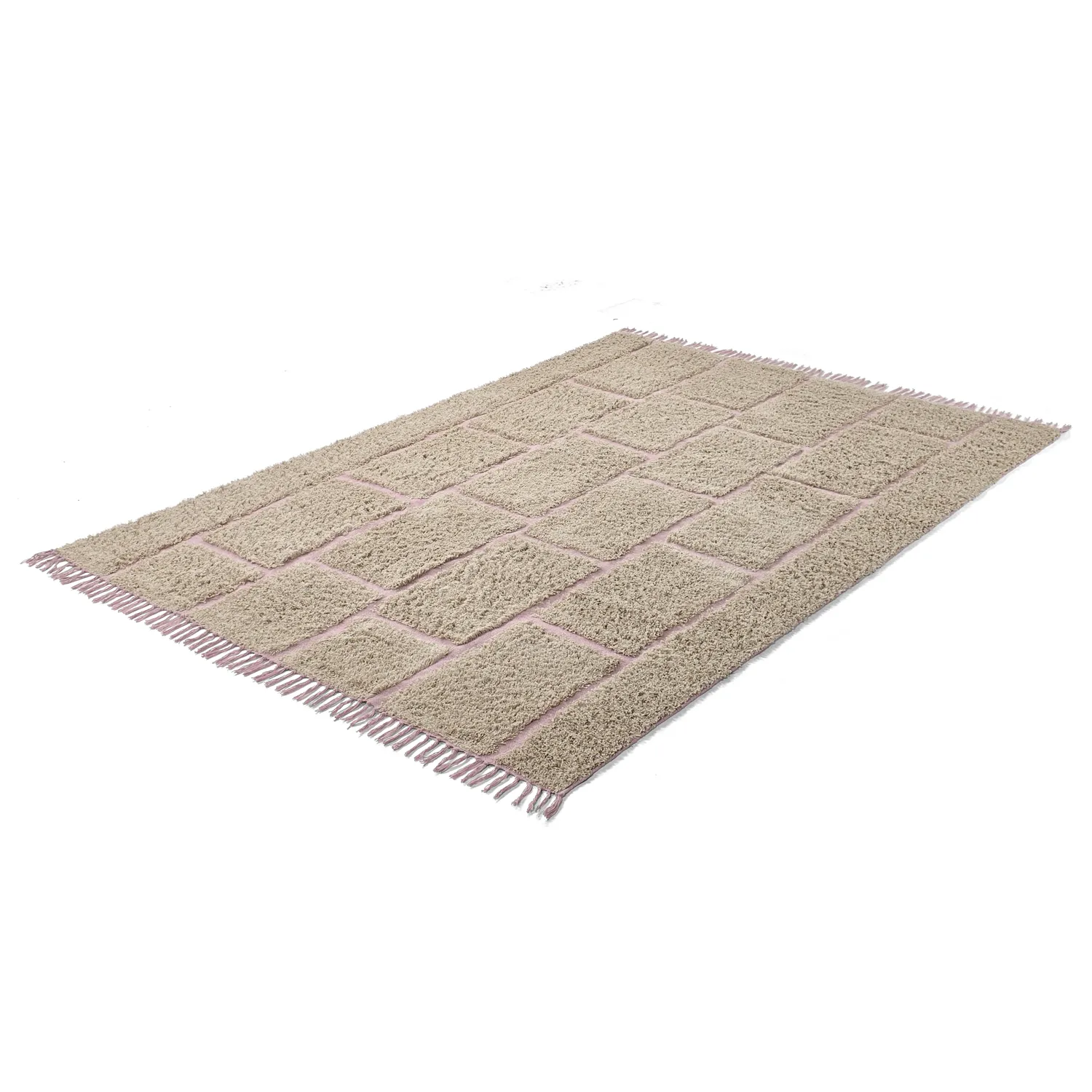 Dywany shaggy - Lindley Natural Cotton Shaggy (beżowy/różowy)