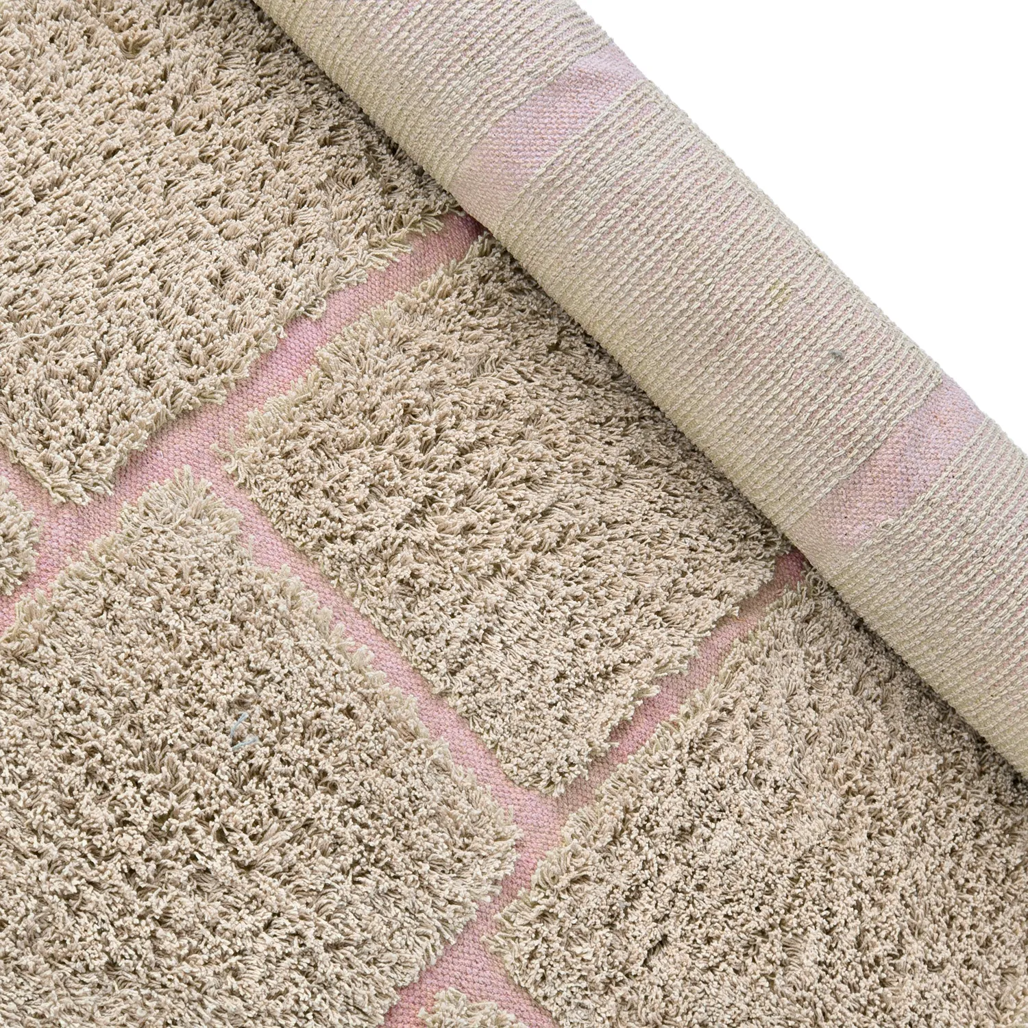 Dywany shaggy - Lindley Natural Cotton Shaggy (beżowy/różowy)
