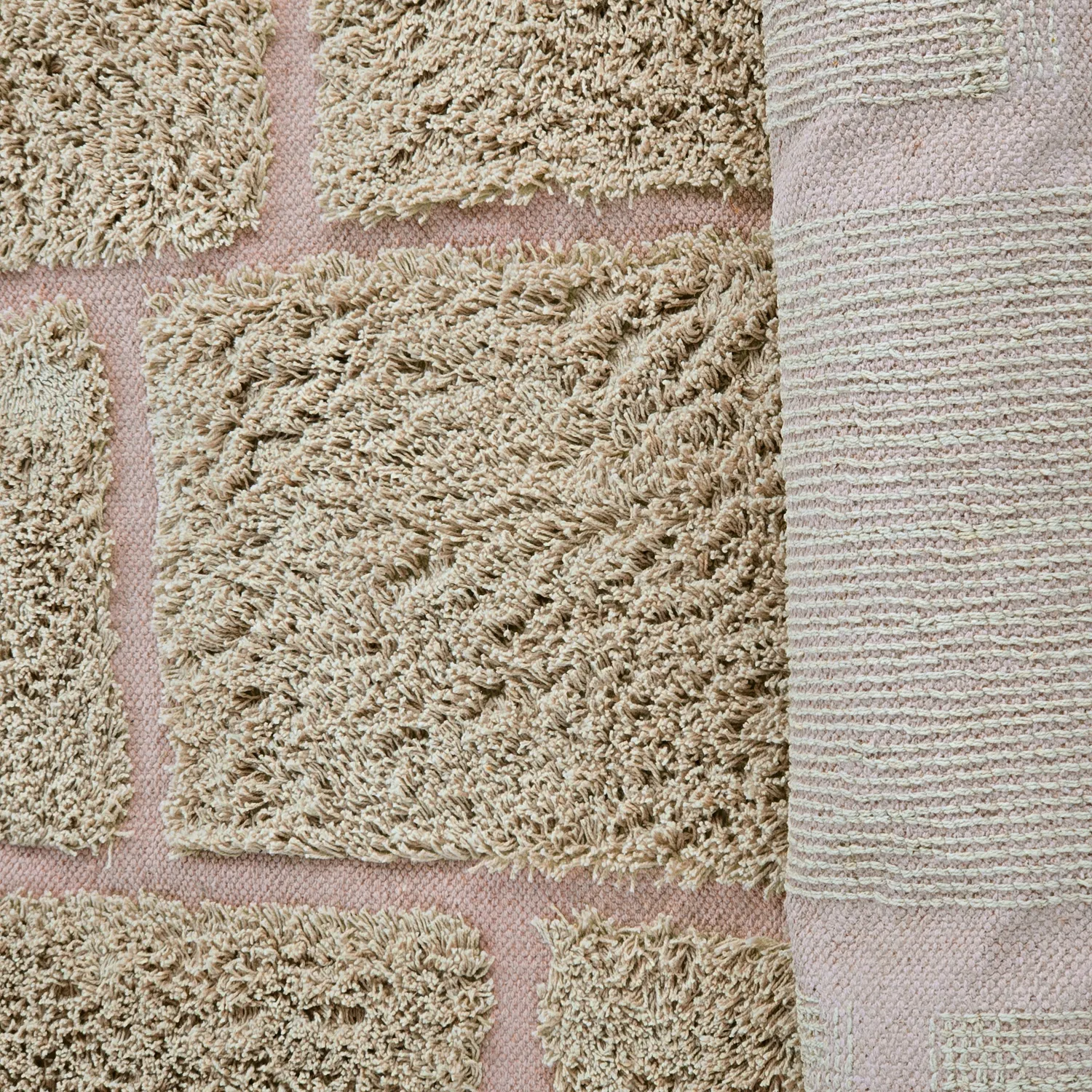Dywany shaggy - Lindley Natural Cotton Shaggy (beżowy/różowy)