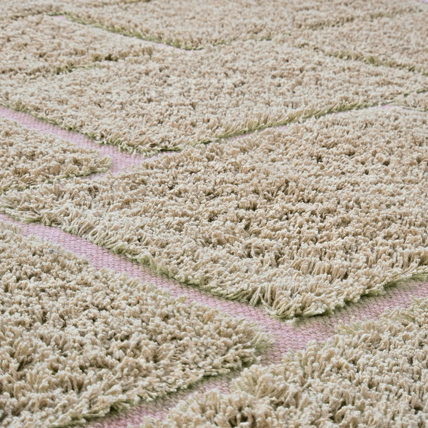 Dywany shaggy - Lindley Natural Cotton Shaggy (beżowy/różowy)