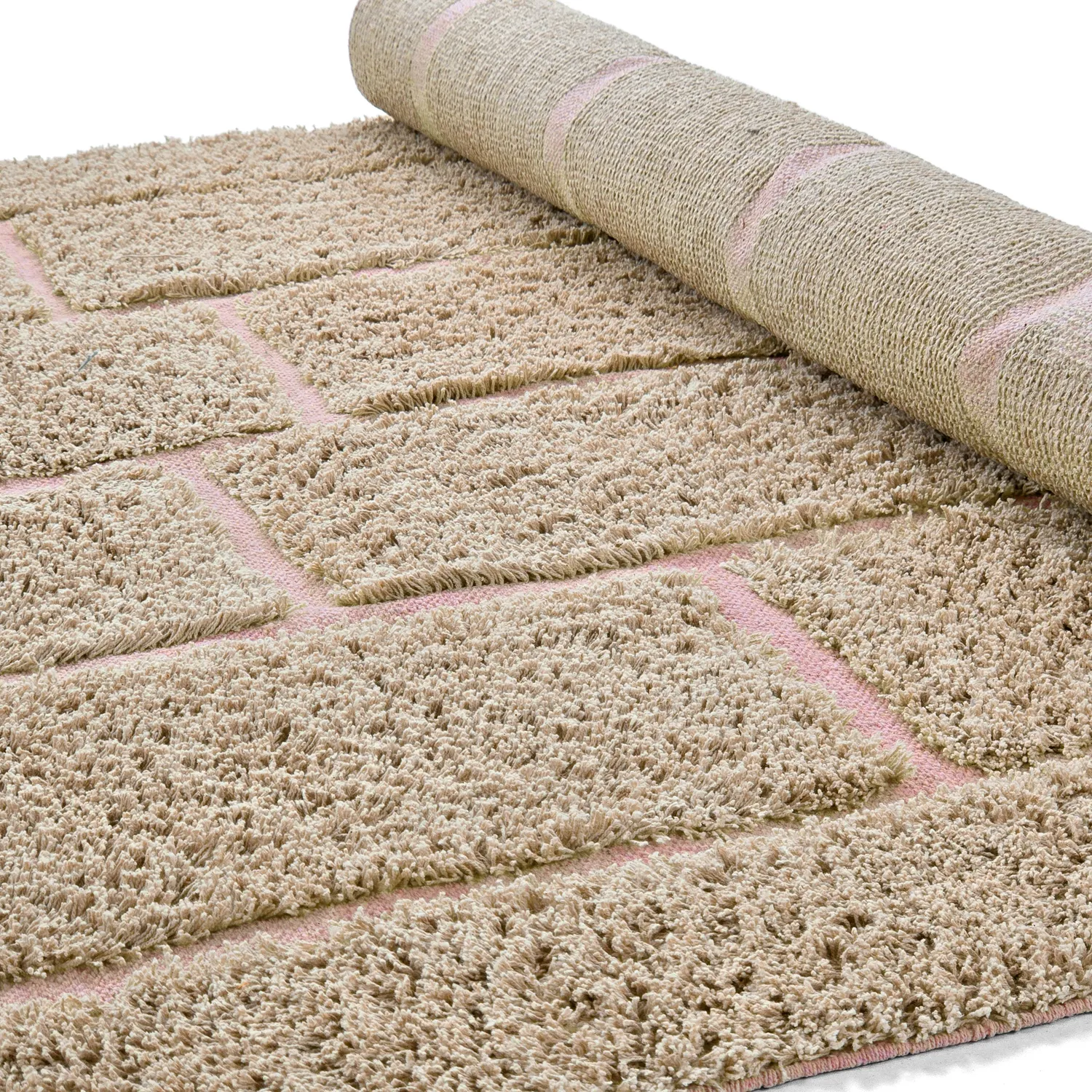 Dywany shaggy - Lindley Natural Cotton Shaggy (beżowy/różowy)