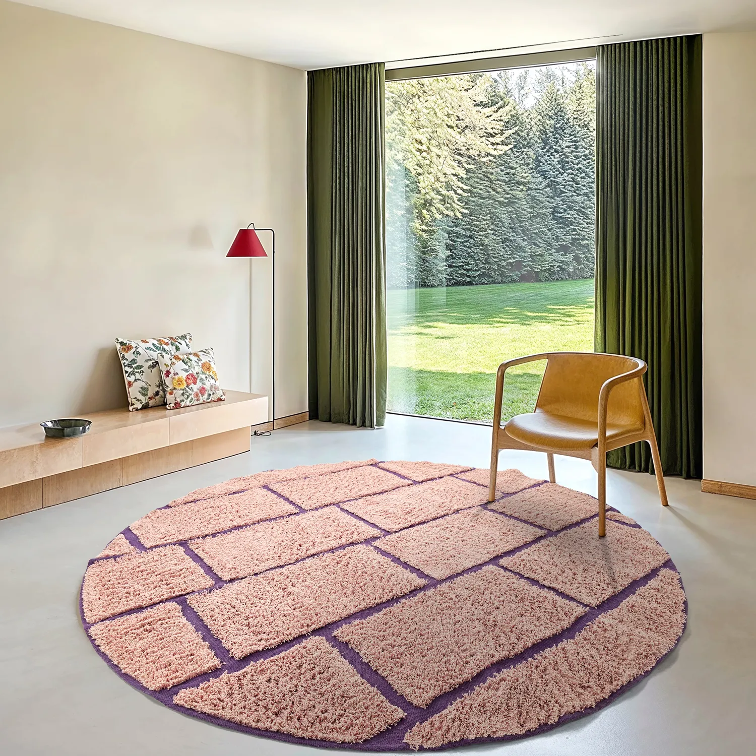 Okrągły dywan - Lindley Natural Cotton Shaggy (różowy/fioletowy)