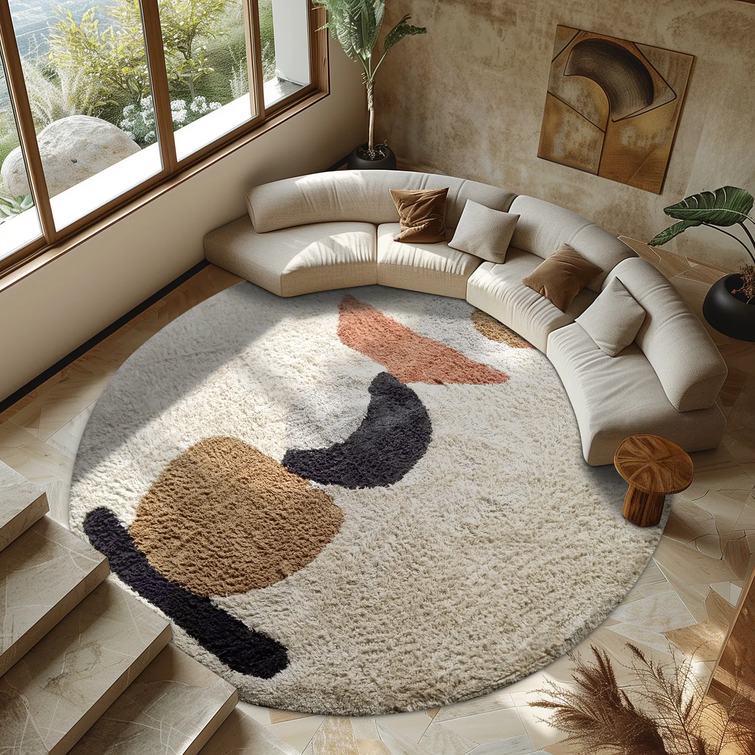 Okrągły dywan - Mantona Natural Cotton Shaggy (multi)