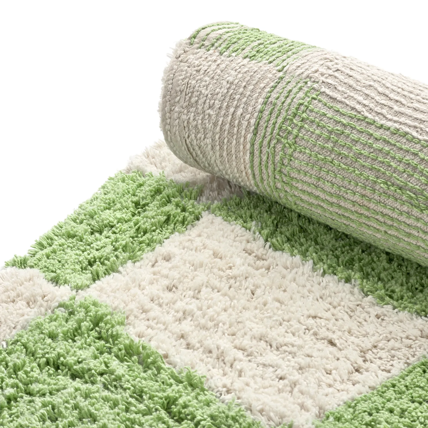 Okrągły dywan - Maranello Natural Cotton Shaggy (zielony)