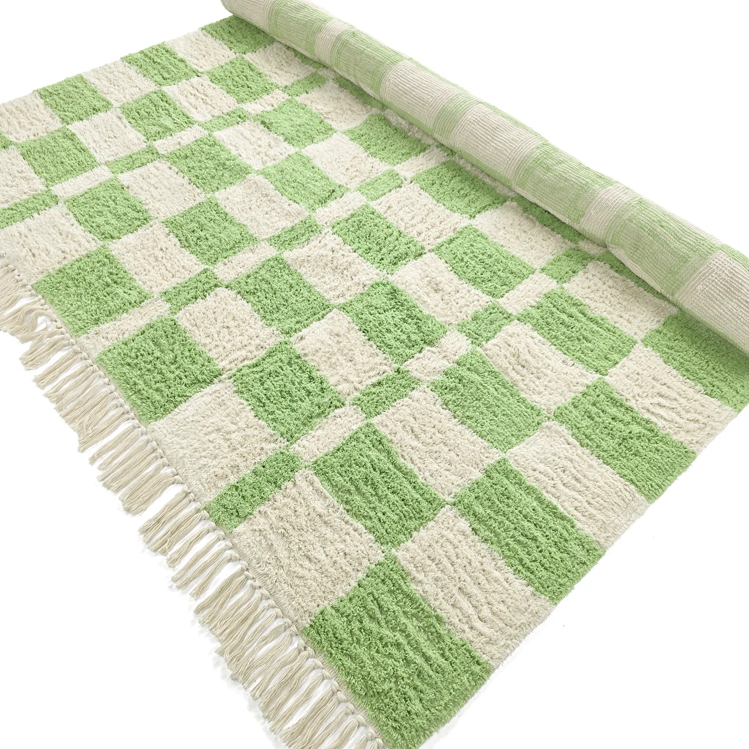 Dywany shaggy - Maranello Natural Cotton Shaggy (zielony)