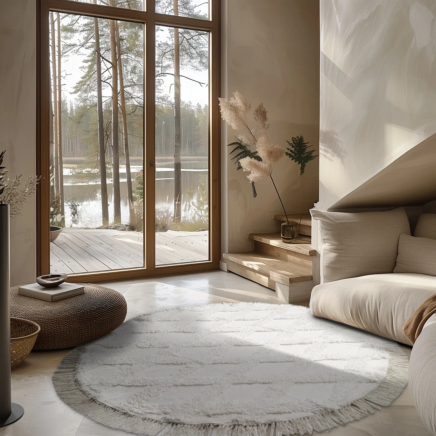 Okrągły dywan - Pamplona Natural Cotton Shaggy (offwhite)