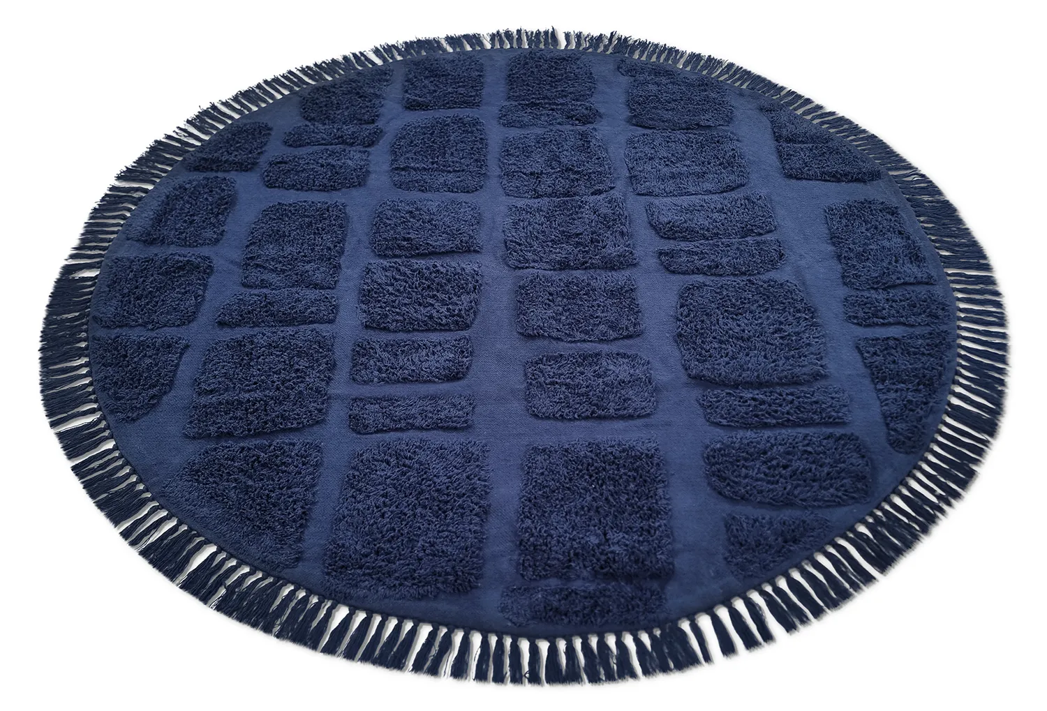 Okrągły dywan - Salem Natural Cotton Shaggy (ciemny niebieski)