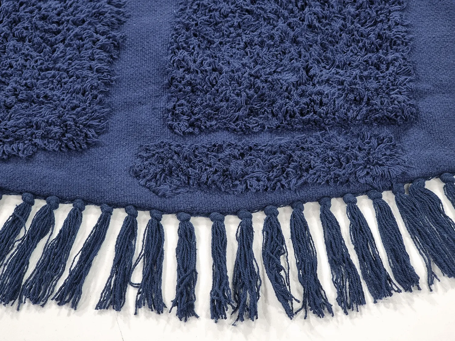 Okrągły dywan - Salem Natural Cotton Shaggy (ciemny niebieski)