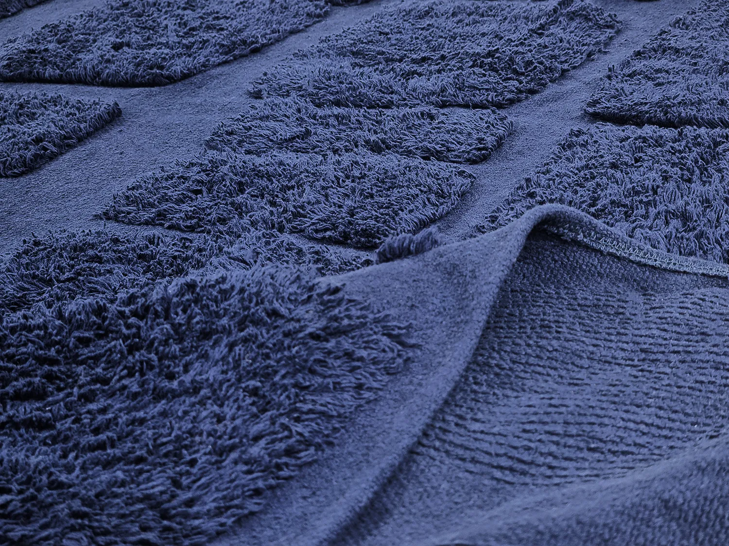 Okrągły dywan - Salem Natural Cotton Shaggy (ciemny niebieski)