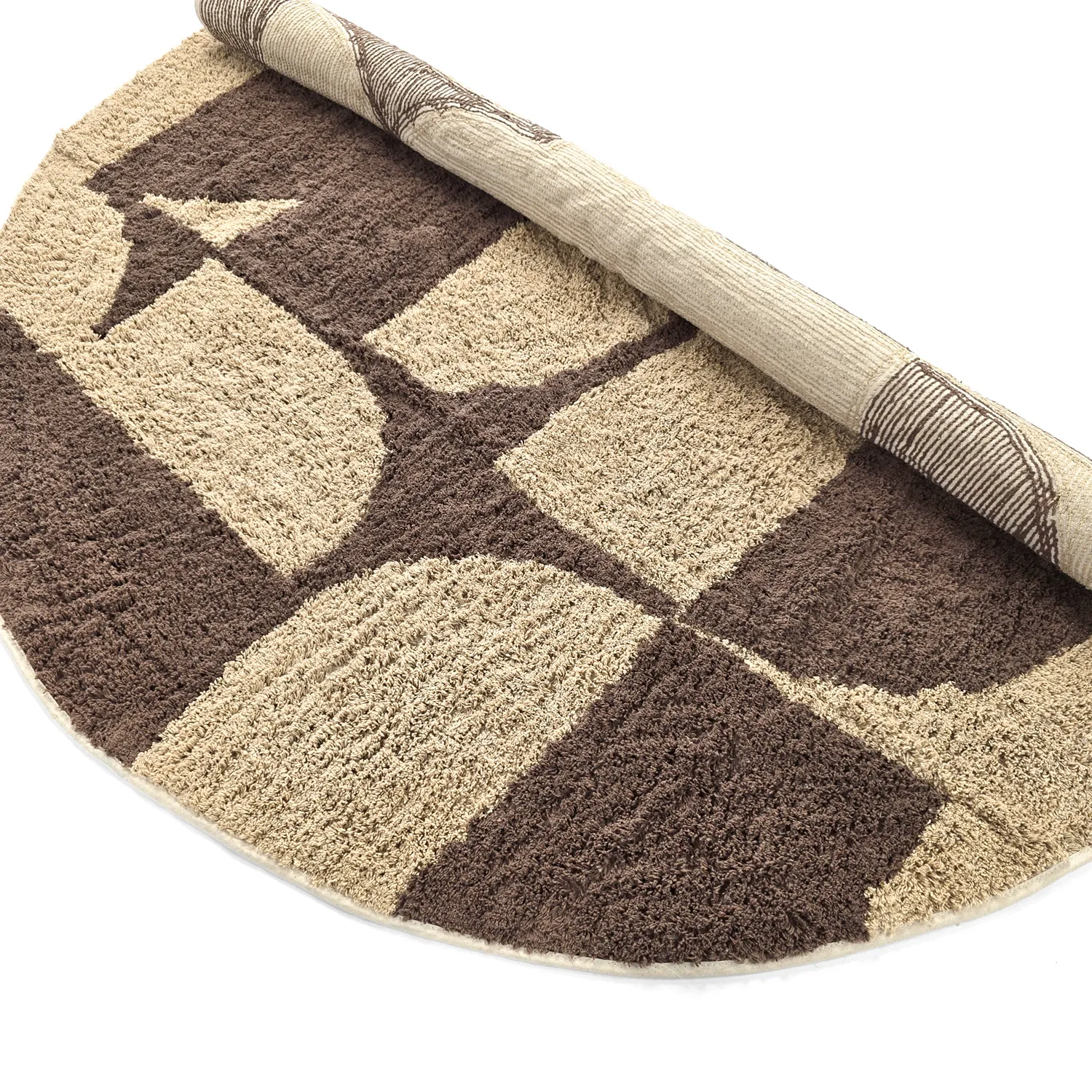 Okrągły dywan - Siberia Natural Cotton Shaggy (beż/brąz)
