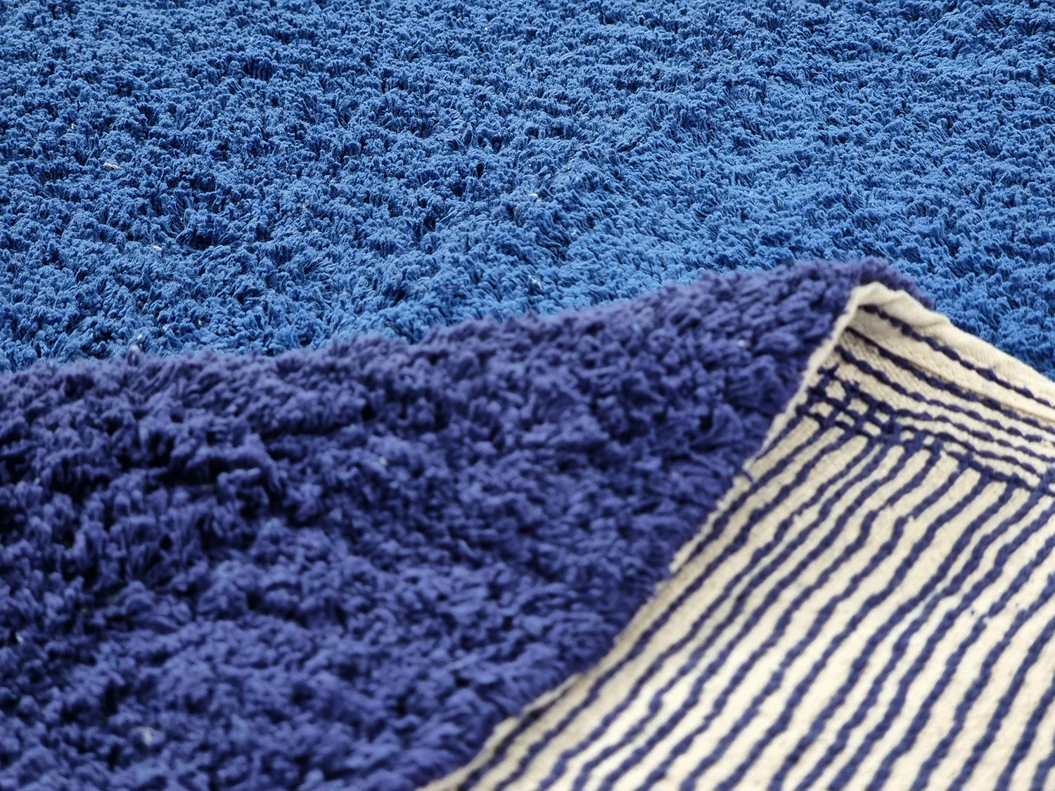 Okrągły dywan - Taro Natural Cotton Shaggy (niebieski)
