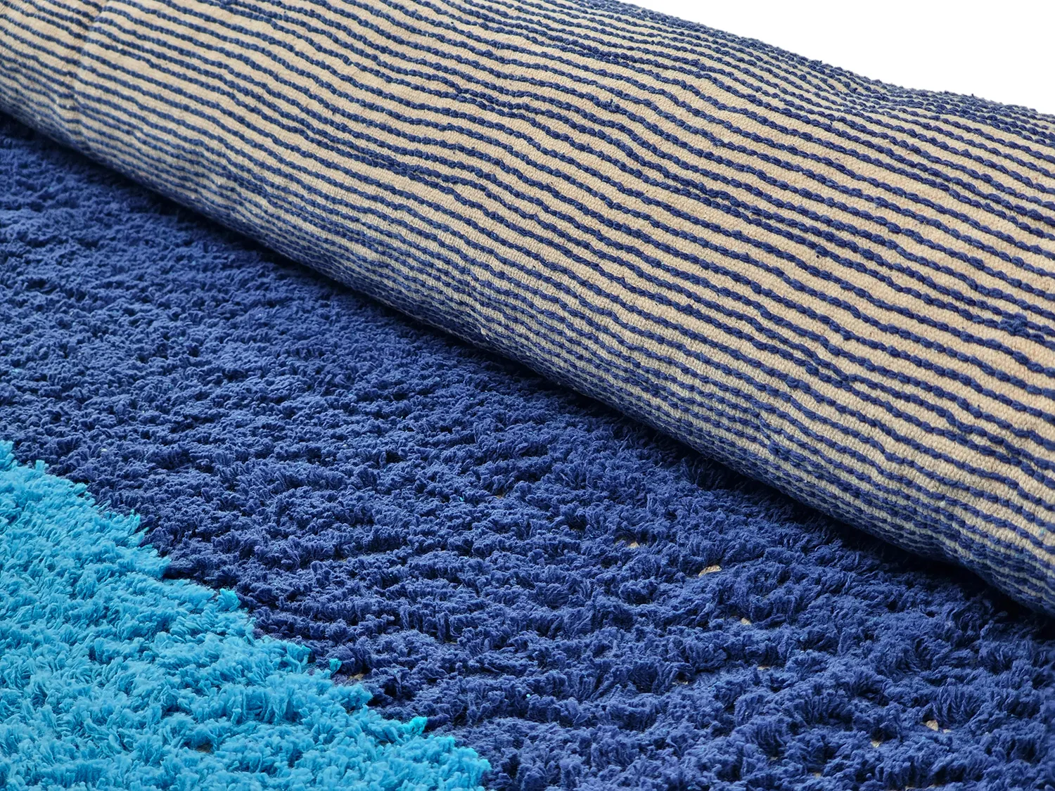 Okrągły dywan - Taro Natural Cotton Shaggy (niebieski)