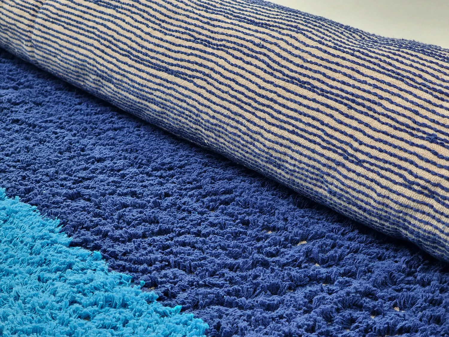Dywany shaggy - Taro Natural Cotton Shaggy (niebieski)