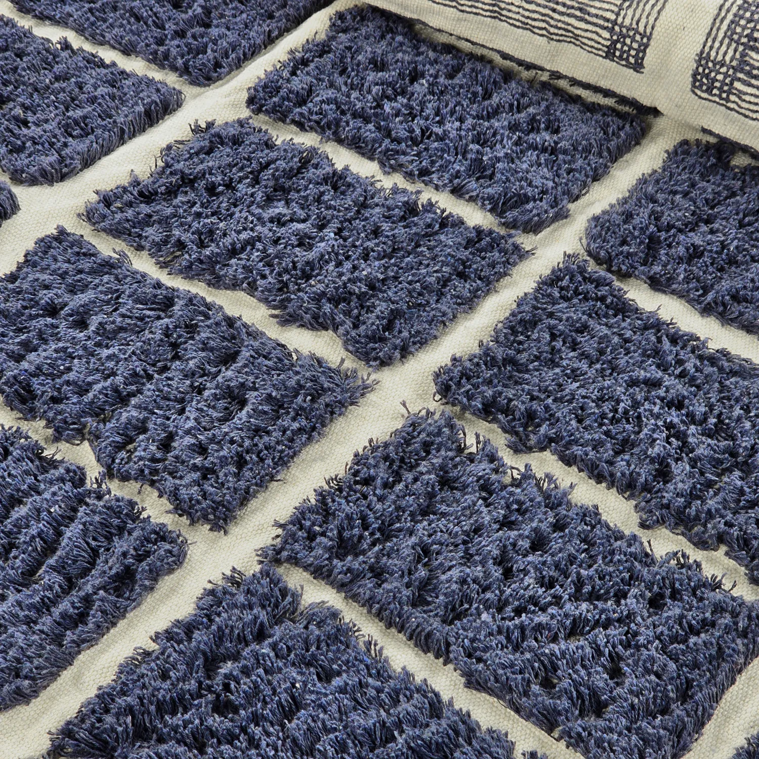 Okrągły dywan - Zola Natural Cotton Shaggy (niebieski)