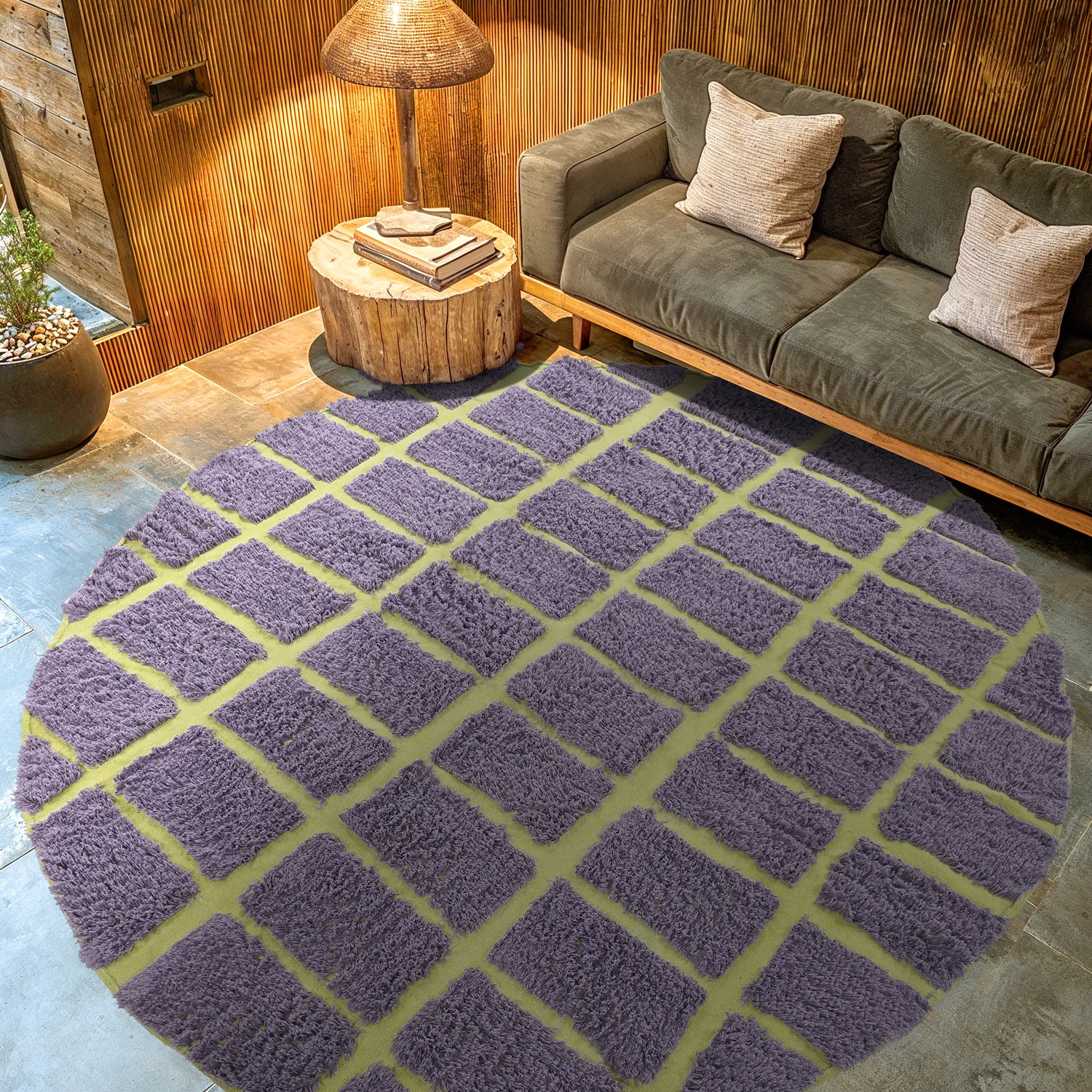 Okrągły dywan - Zola Natural Cotton Shaggy (fioletowy)