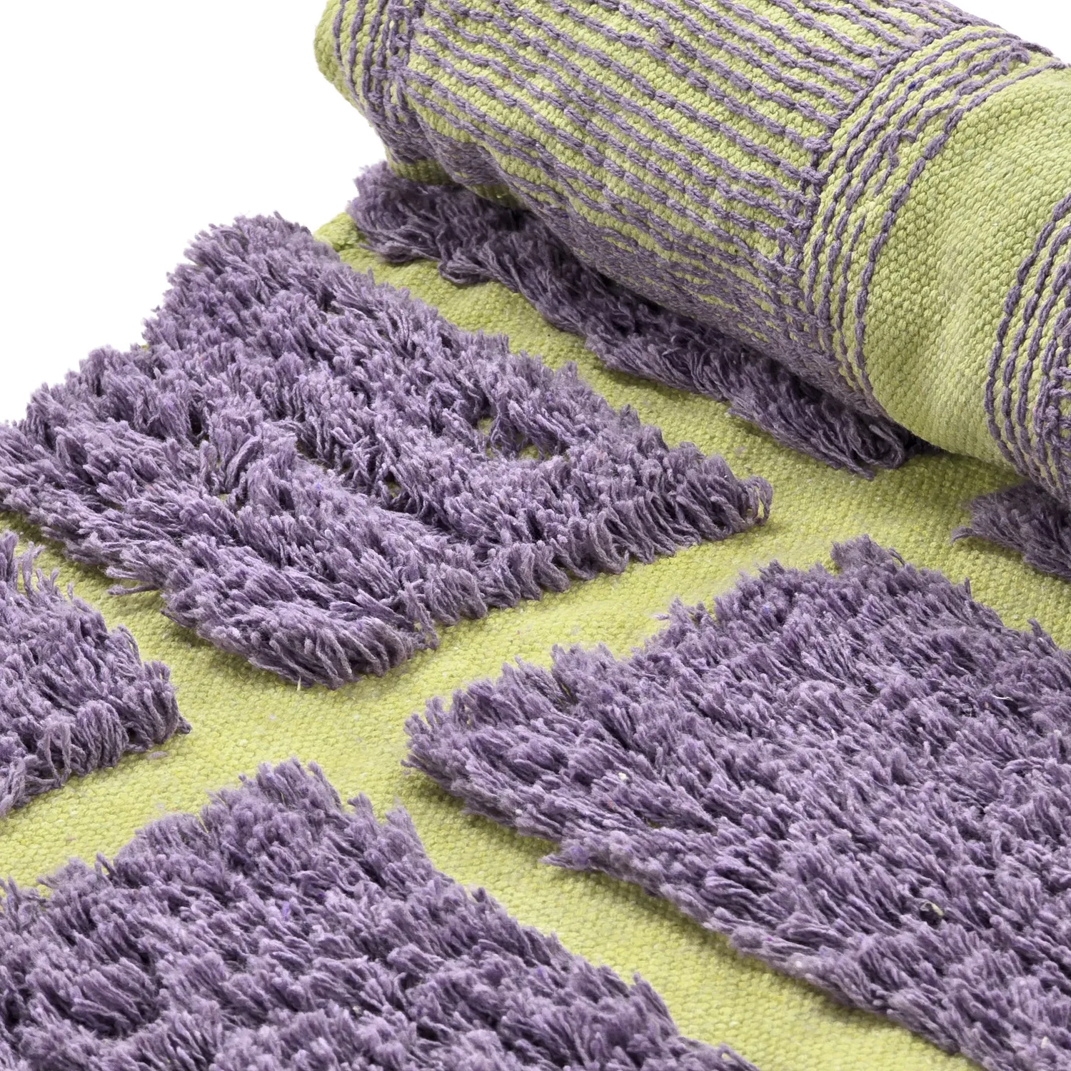 Okrągły dywan - Zola Natural Cotton Shaggy (fioletowy)