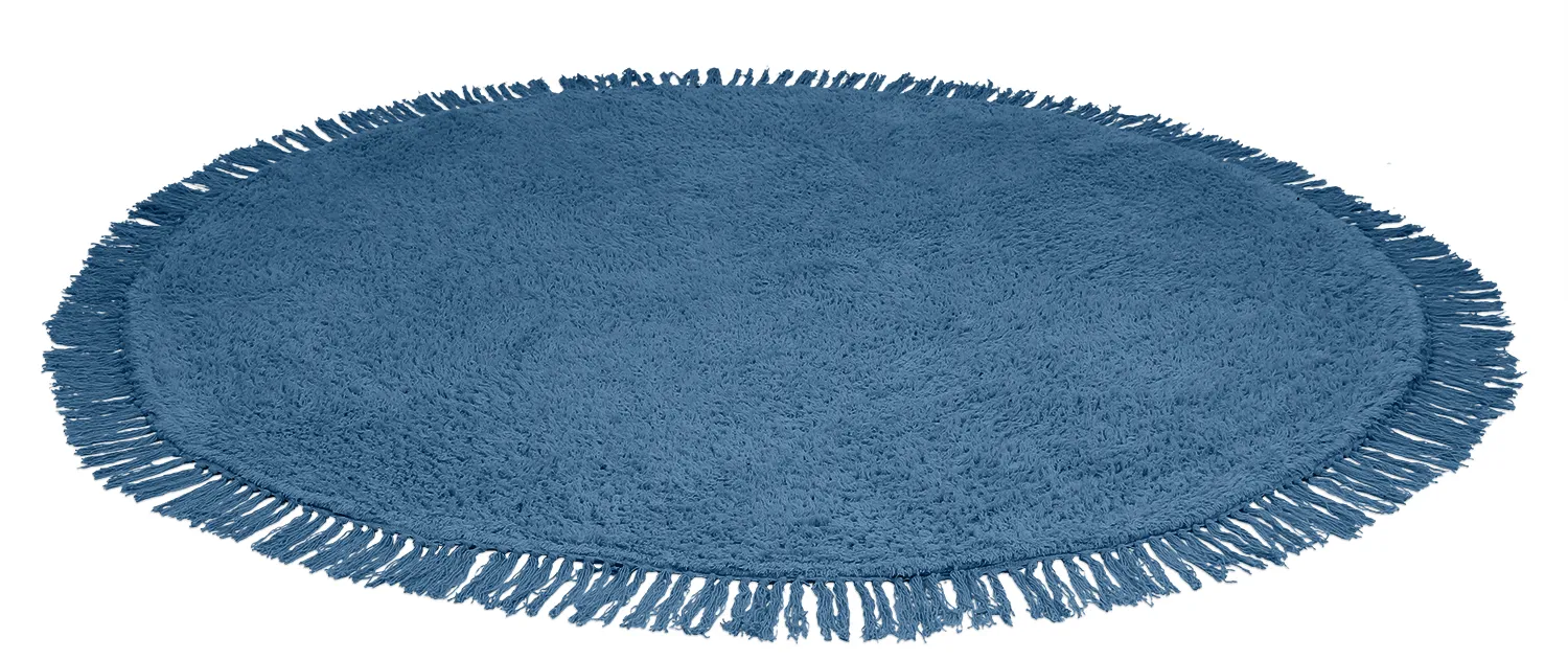 Okrągły dywan - Alba Natural Cotton Shaggy (niebieski)