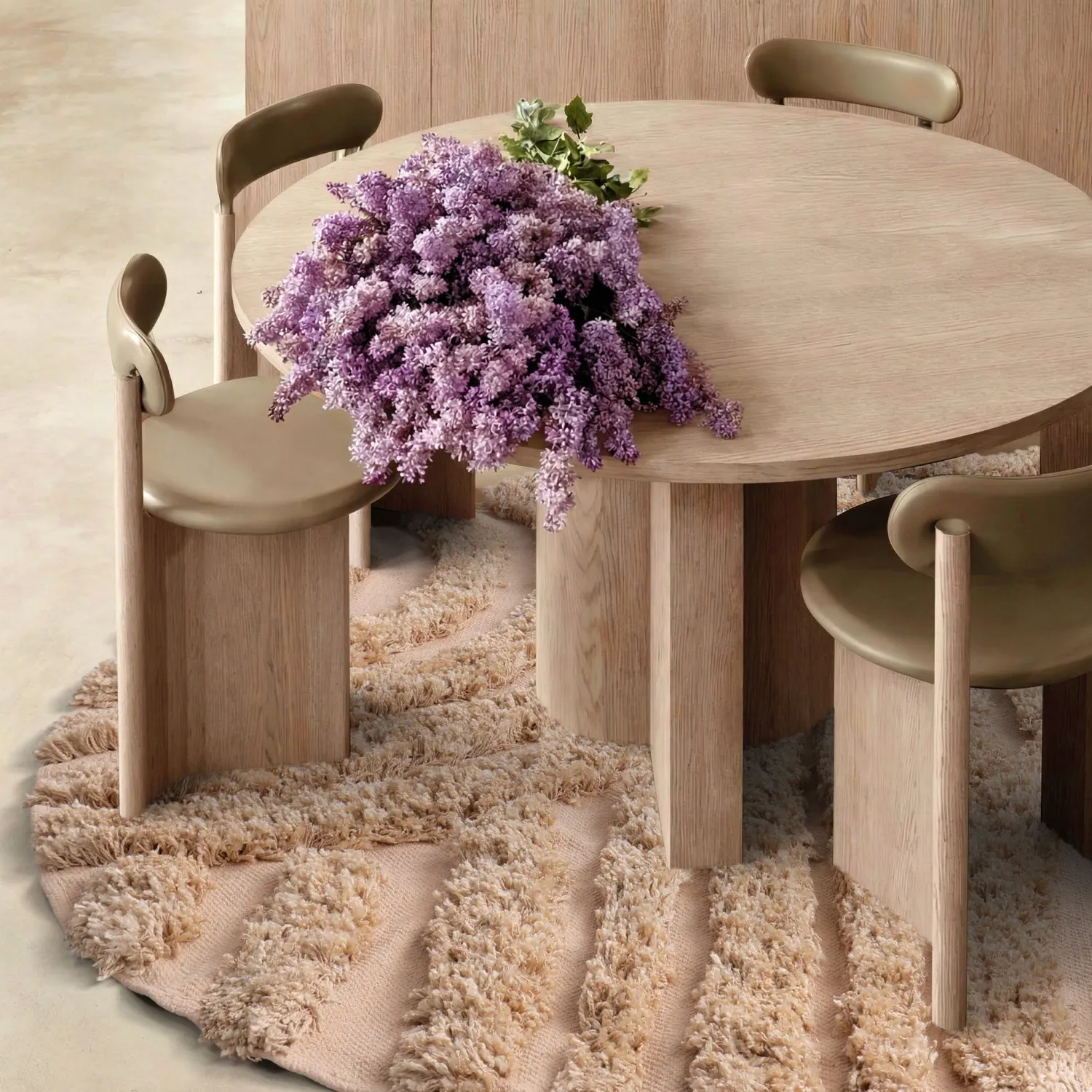 Okrągły dywan - Cazorla Natural Cotton Shaggy (beżowy)