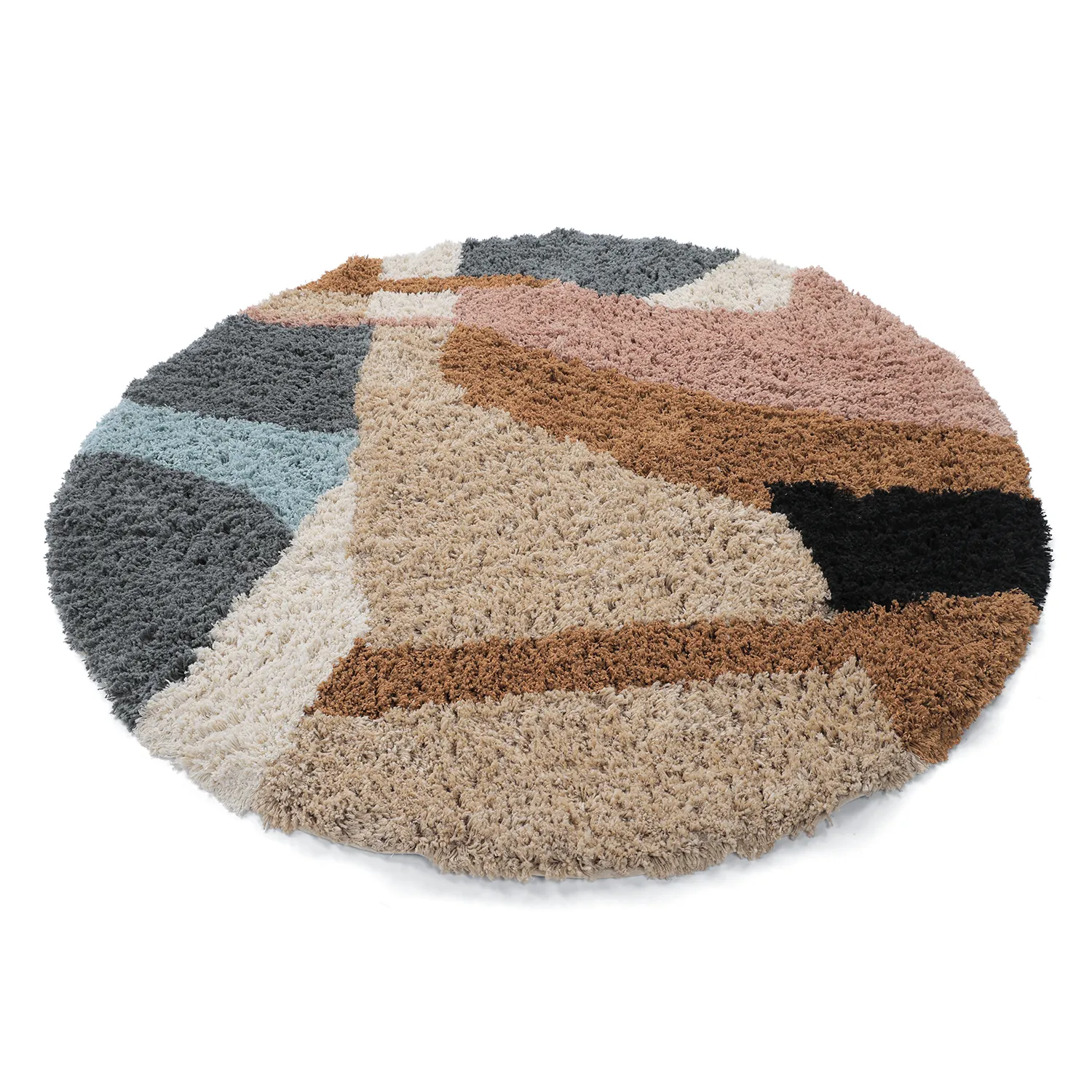 Okrągły dywan - Cefalu Natural Cotton Shaggy (wielokolorowy)