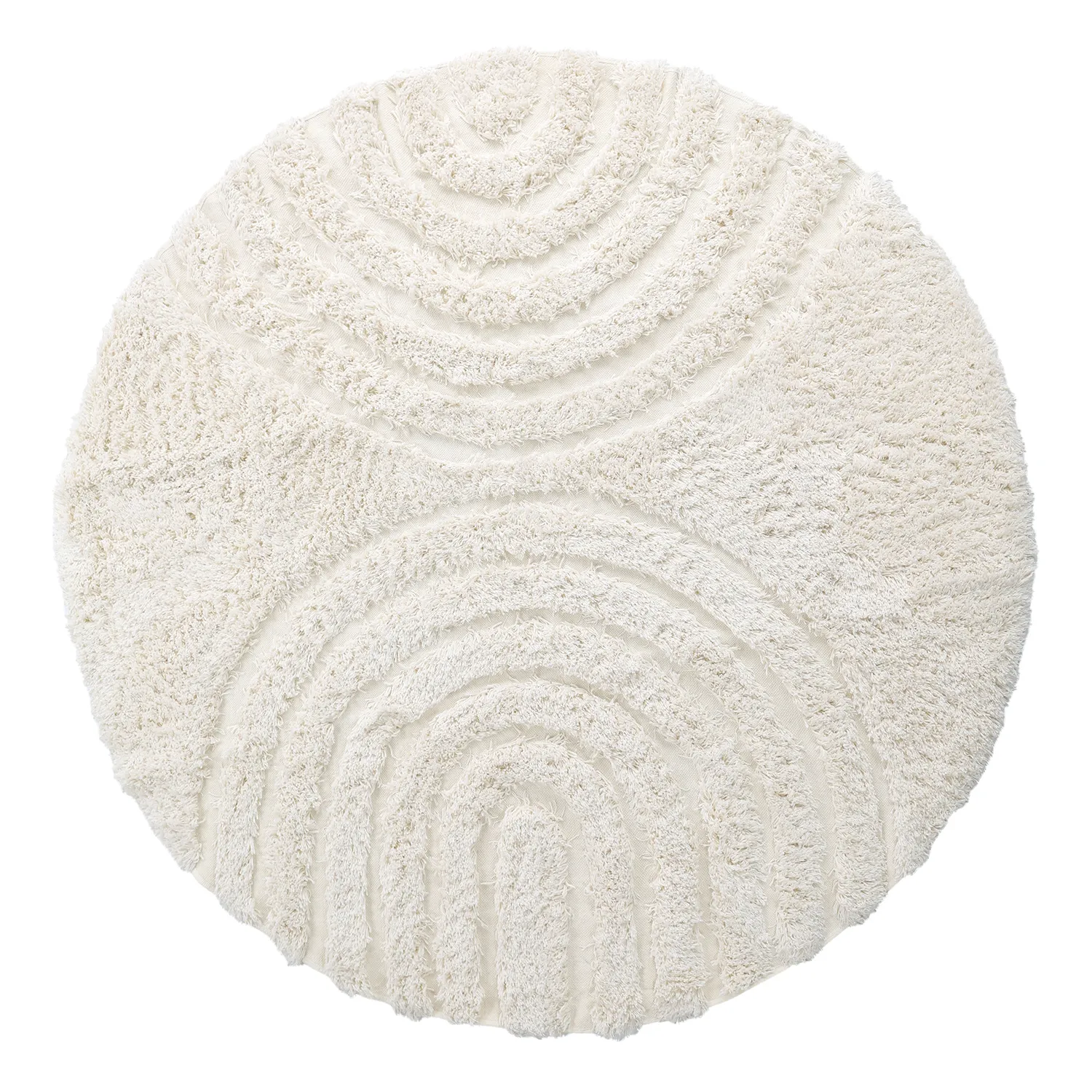 Okrągły dywan - Lindos Natural Cotton Shaggy (biały)