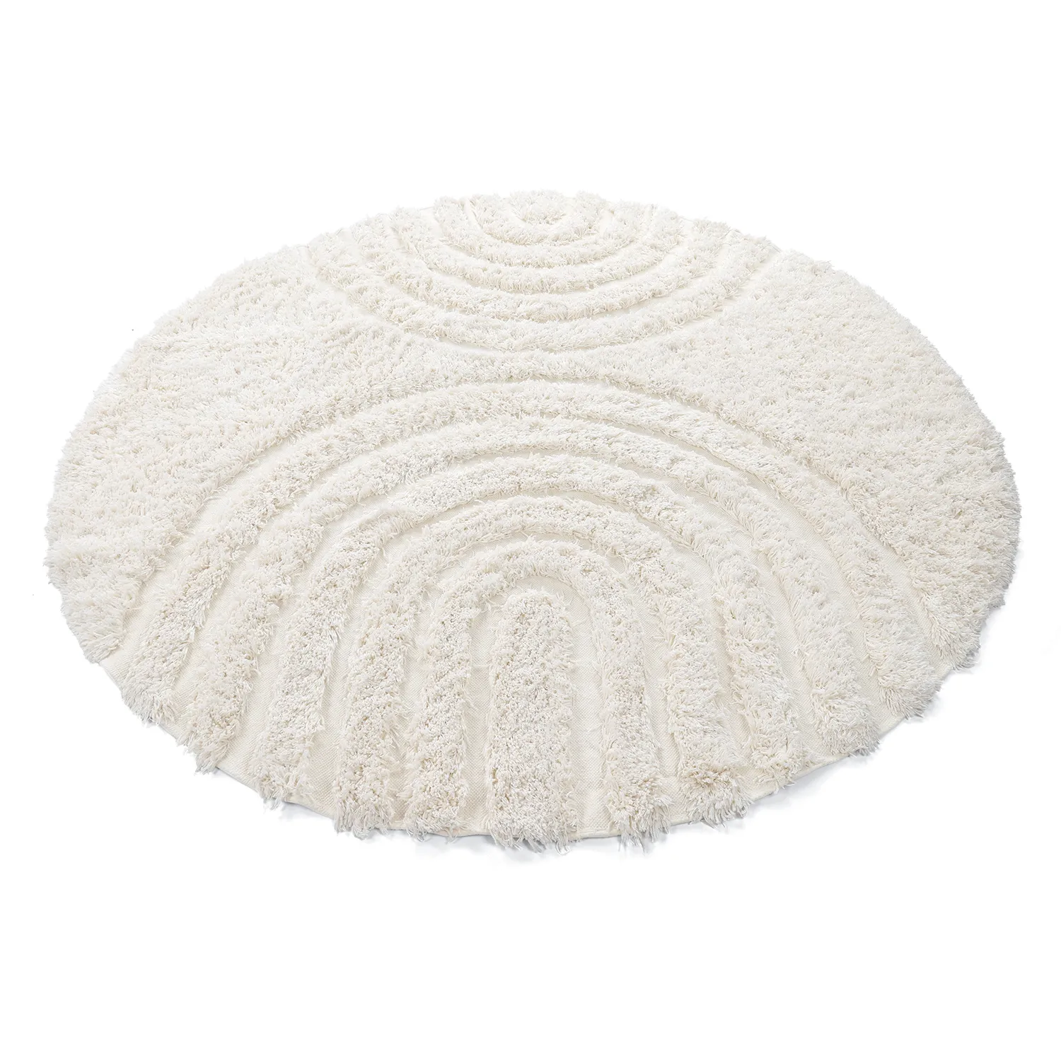 Okrągły dywan - Lindos Natural Cotton Shaggy (biały)