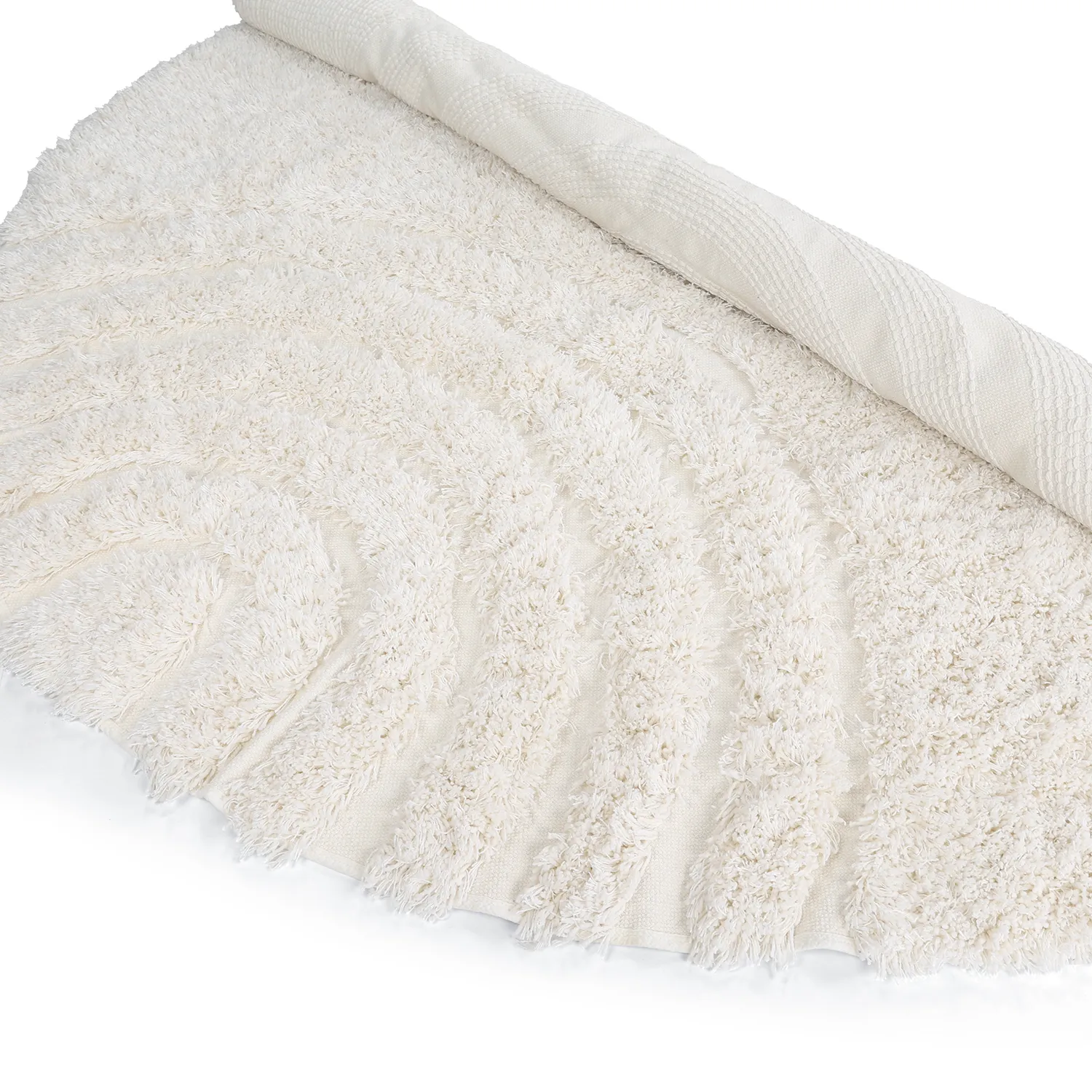 Okrągły dywan - Lindos Natural Cotton Shaggy (biały)