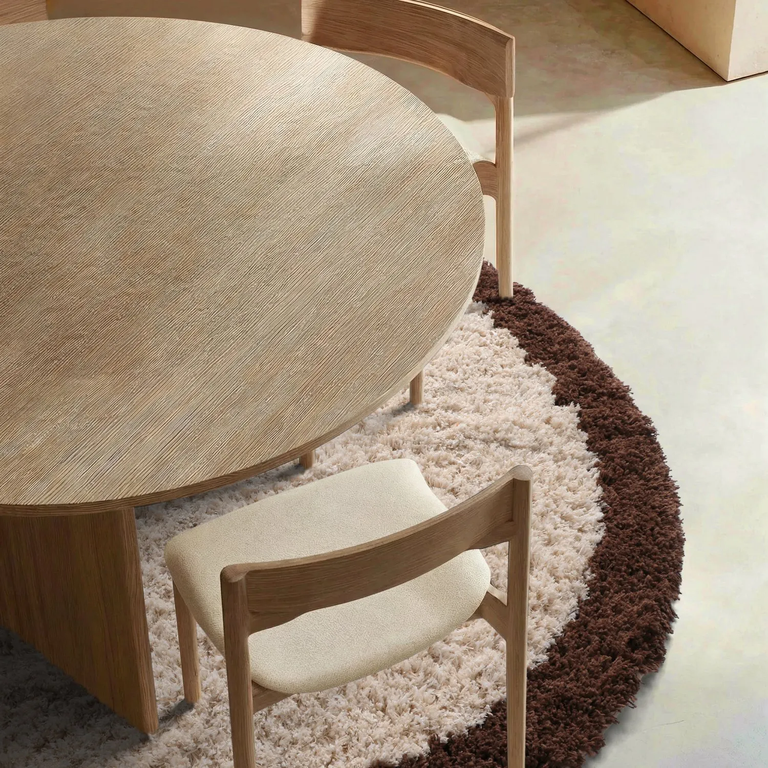 Okrągły dywan - Sagres Natural Cotton Shaggy (złamana biel/brązowy)