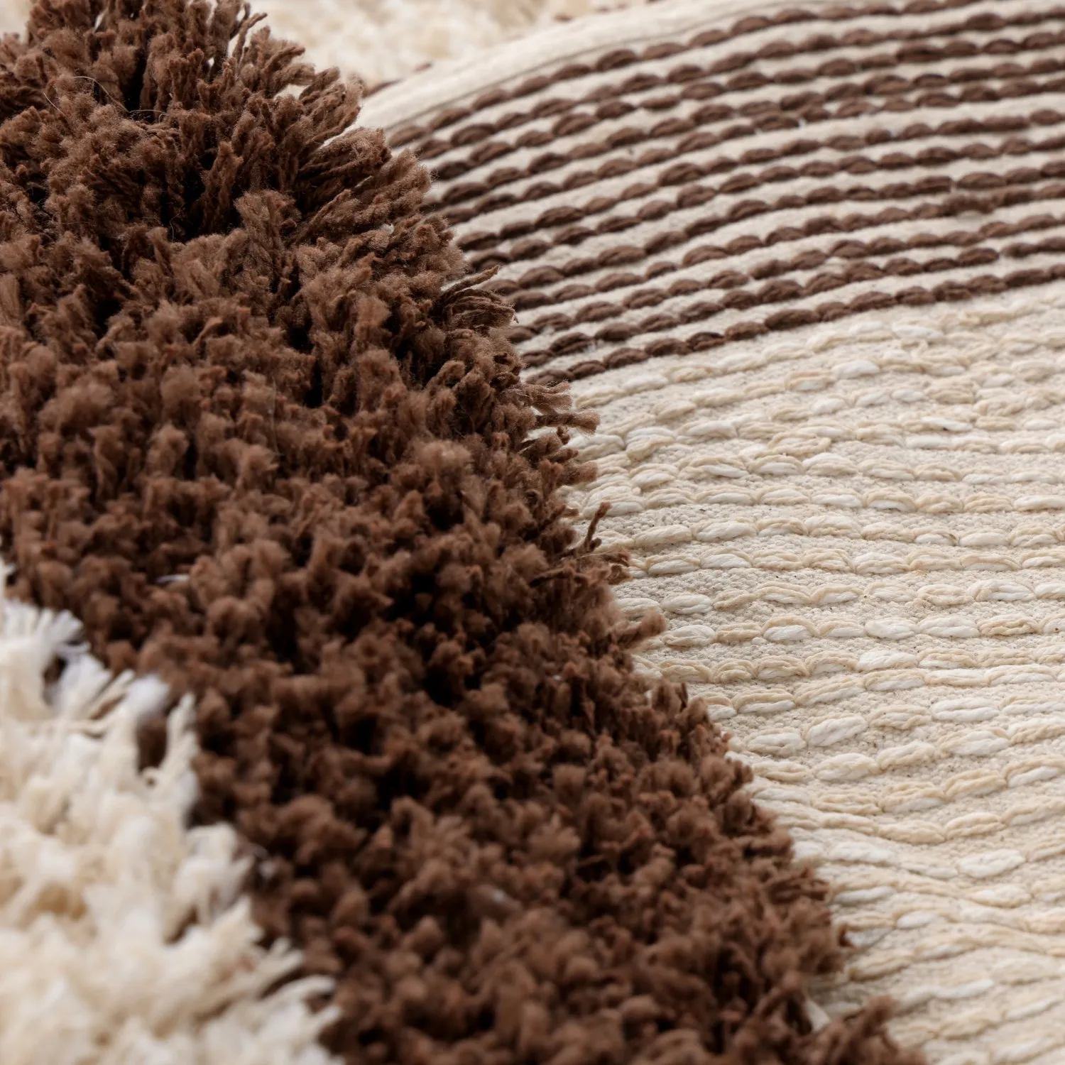 Okrągły dywan - Sagres Natural Cotton Shaggy (złamana biel/brązowy)