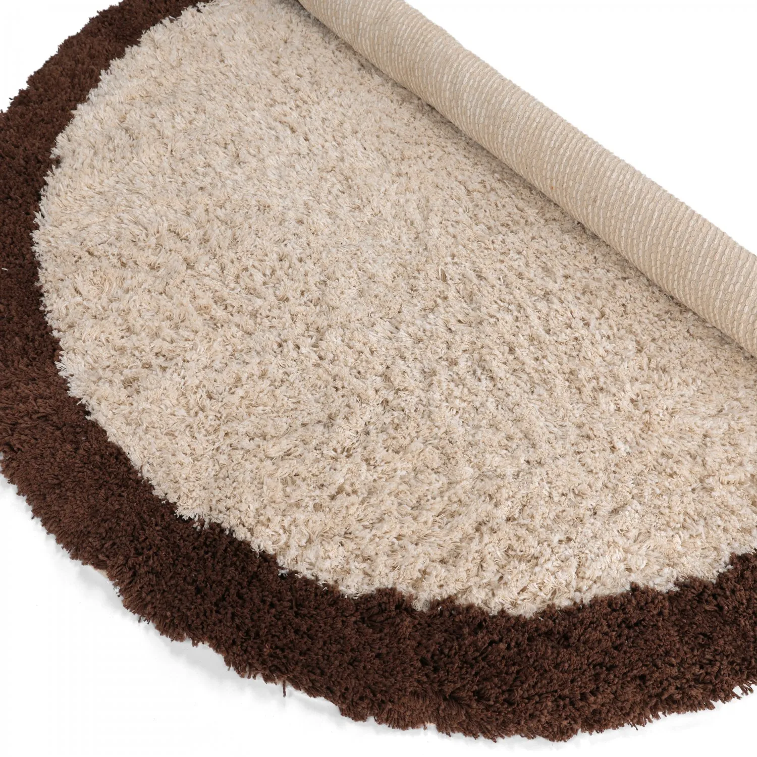 Okrągły dywan - Sagres Natural Cotton Shaggy (złamana biel/brązowy)