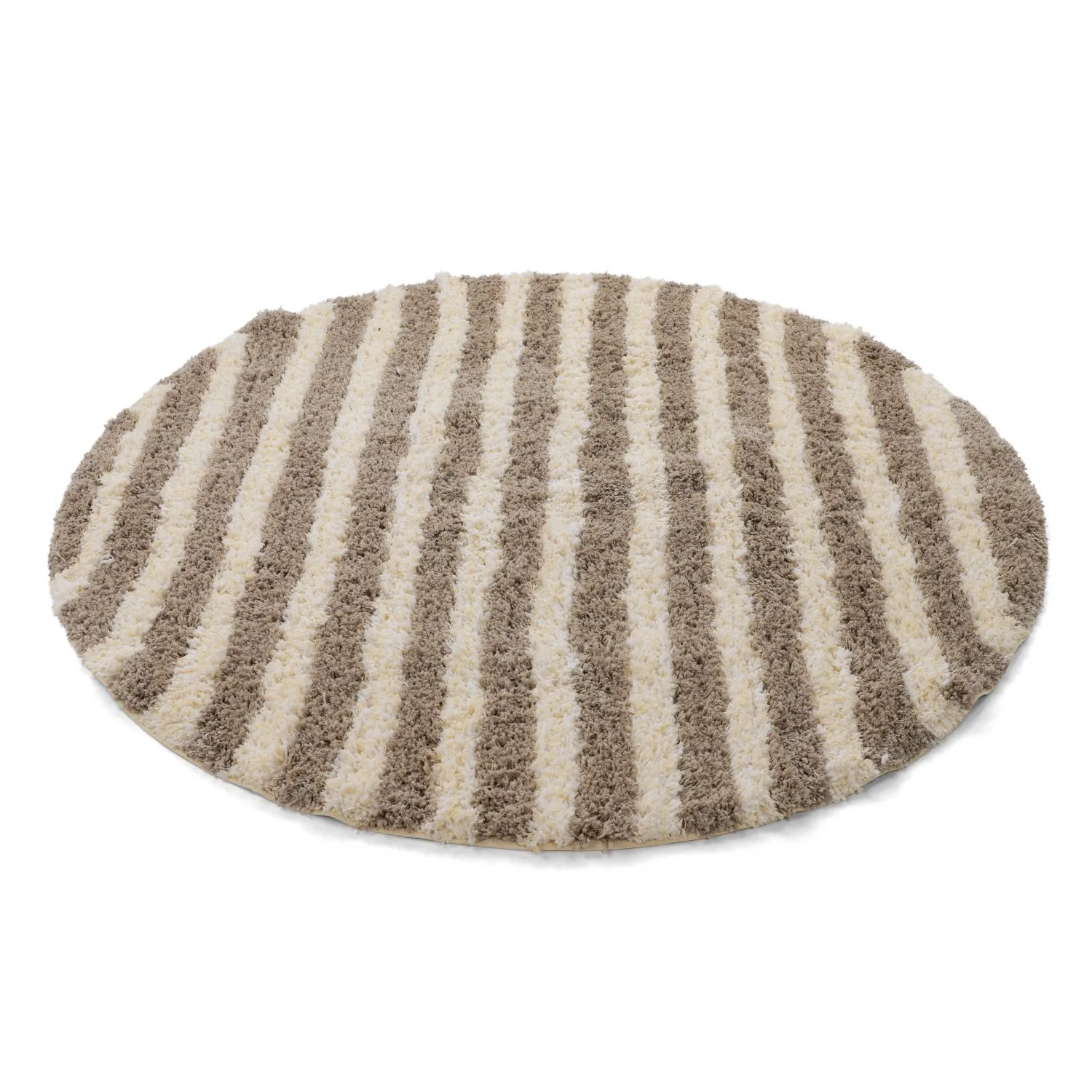 Okrągły dywan - Thira Stripe Cotton Shaggy (kremowy/taupe)