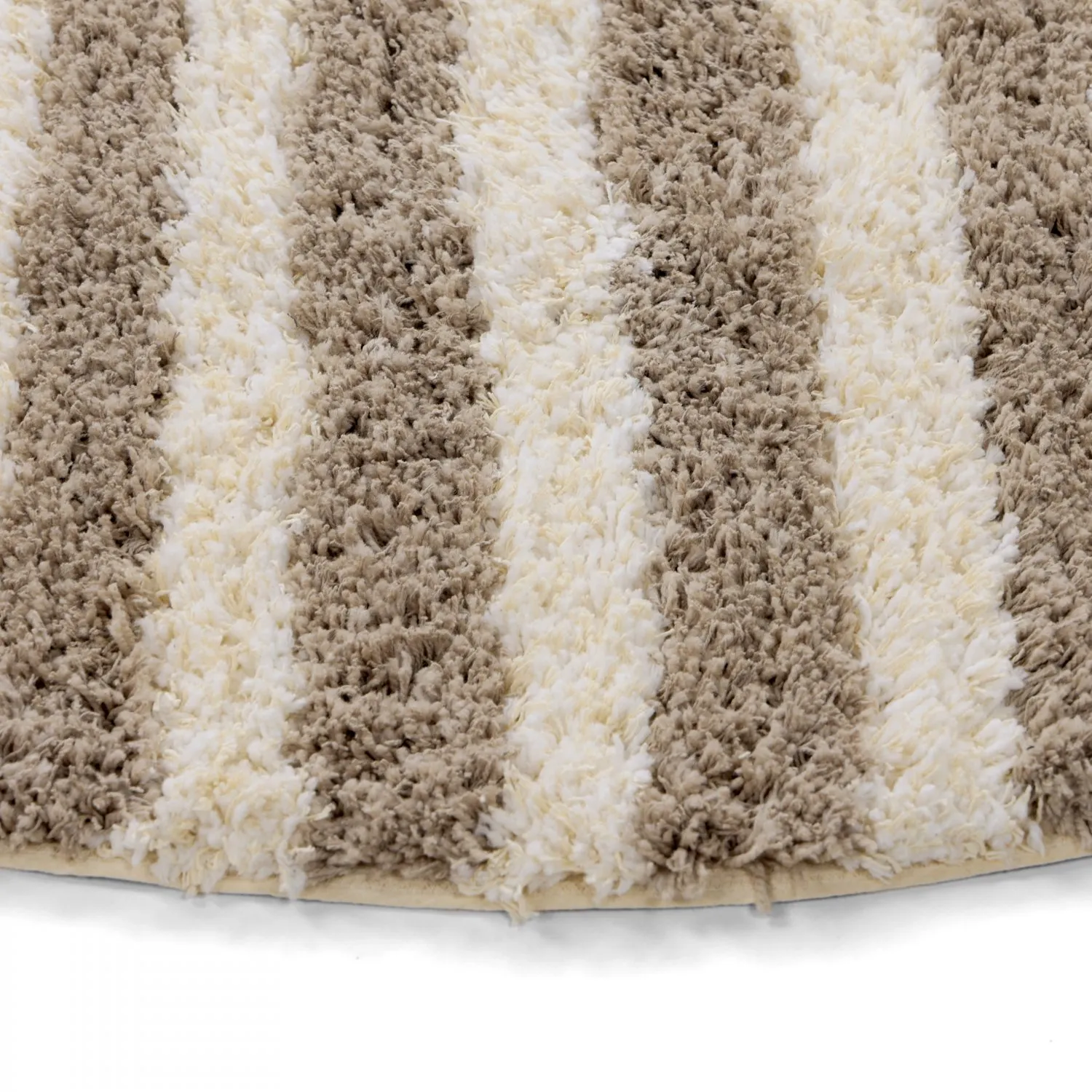 Okrągły dywan - Thira Stripe Cotton Shaggy (kremowy/taupe)