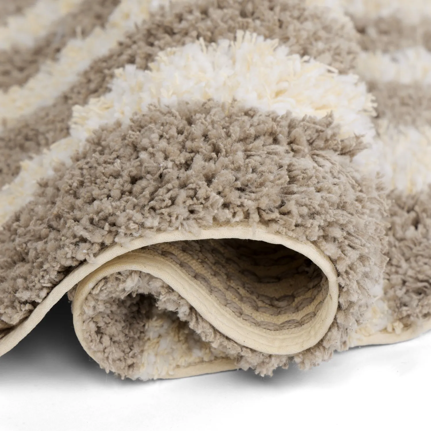 Okrągły dywan - Thira Stripe Cotton Shaggy (kremowy/taupe)