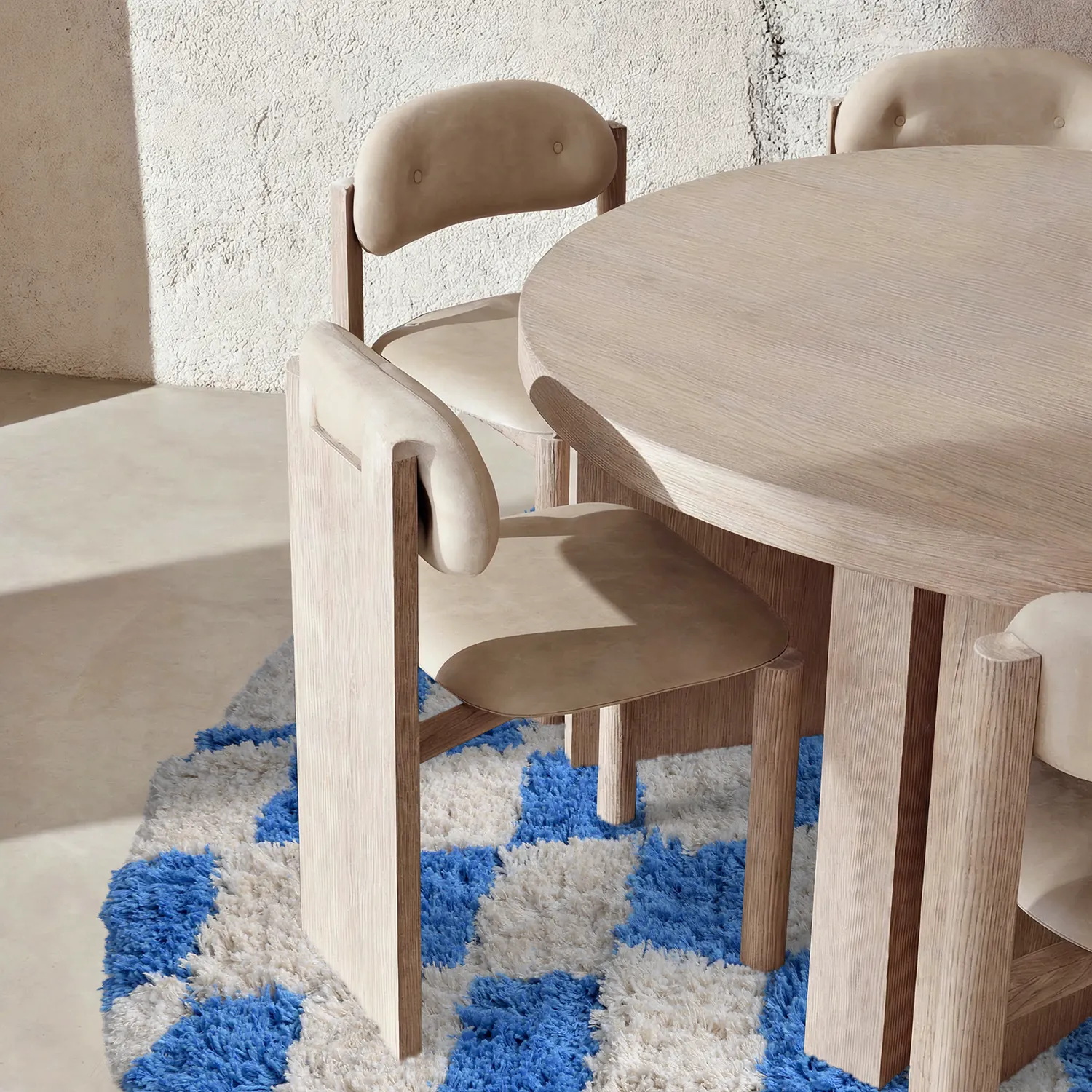 Okrągły dywan - Atrani Natural Cotton Shaggy (niebieski)