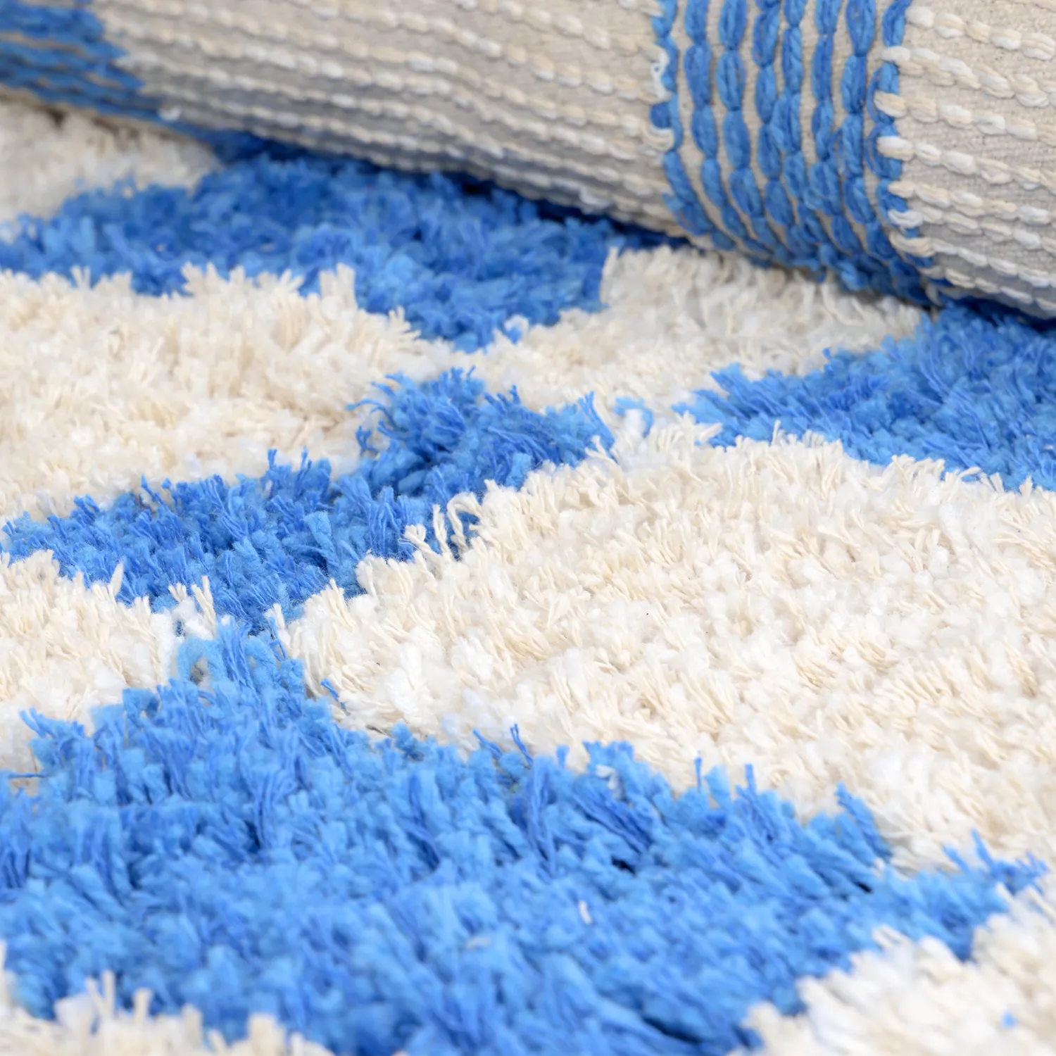 Okrągły dywan - Atrani Natural Cotton Shaggy (niebieski)