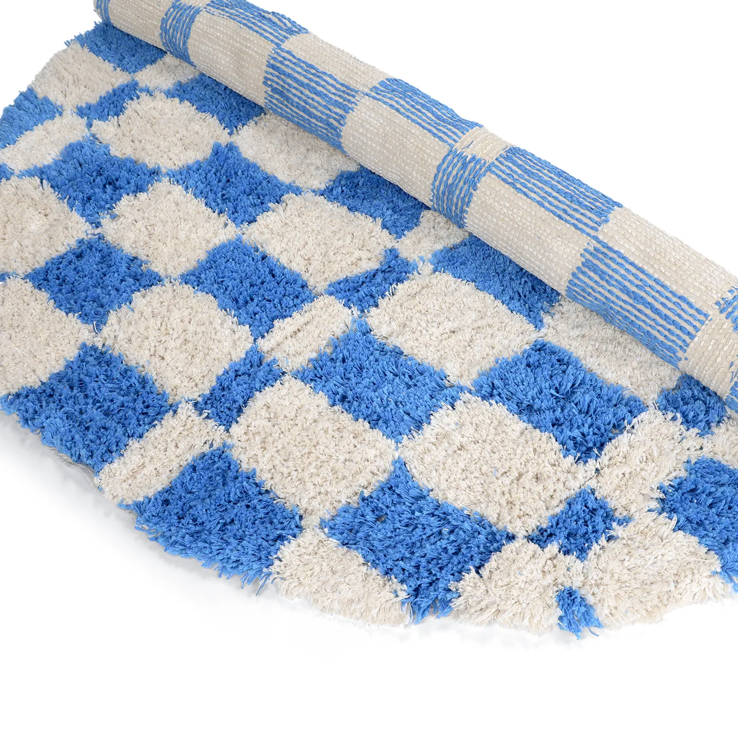 Okrągły dywan - Atrani Natural Cotton Shaggy (niebieski)