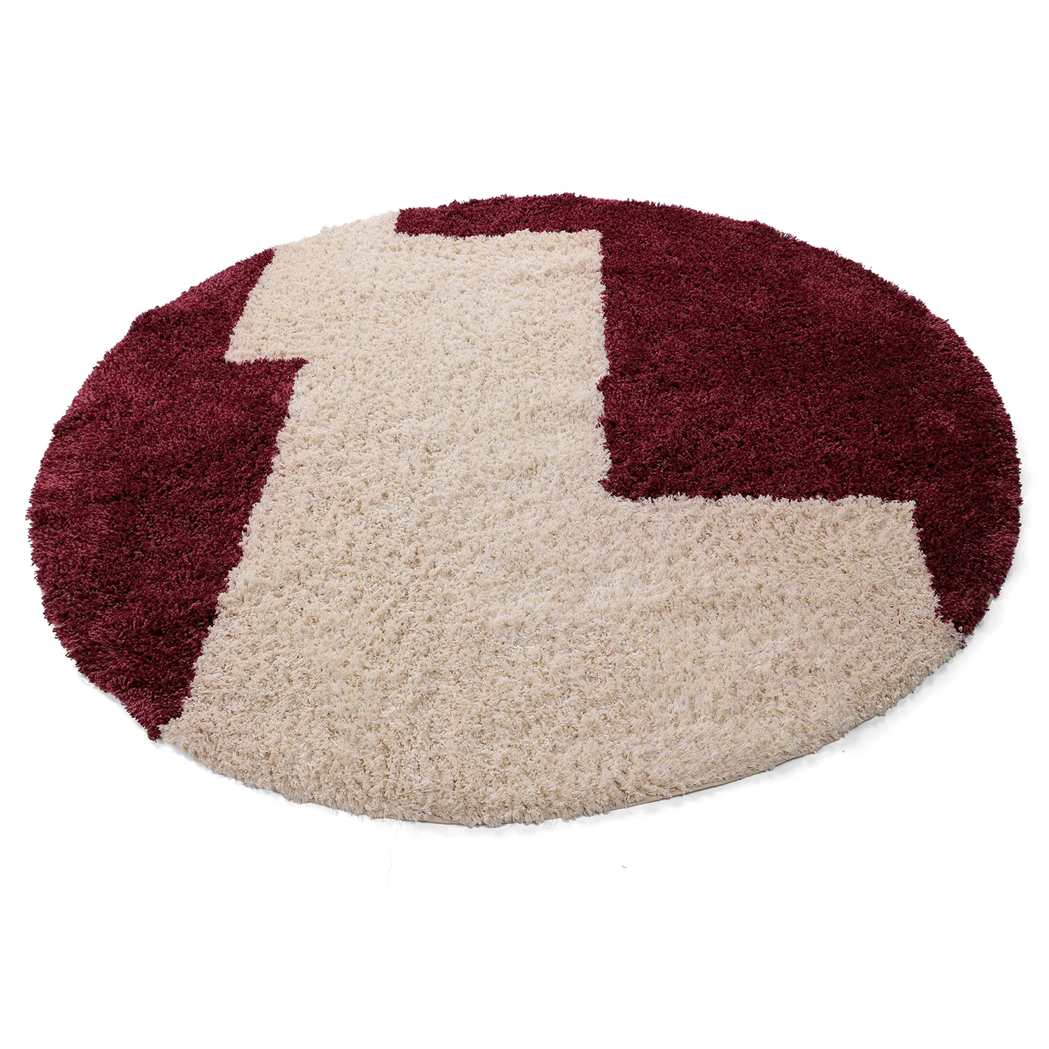 Okrągły dywan - Begur Natural Cotton Shaggy (złamana biel/bordowy)